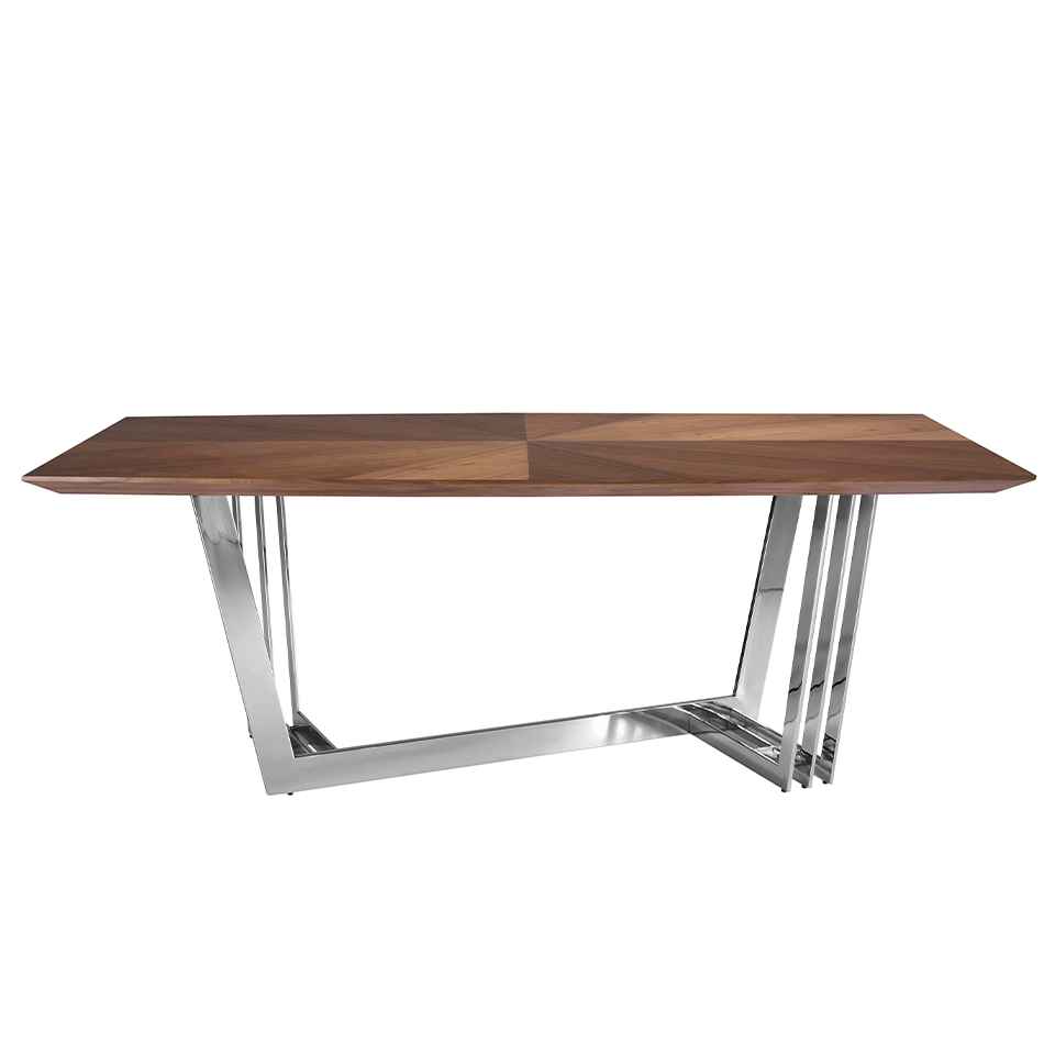 Table à manger baril ovale noyer et acier chromé Ø220 x 110 x 77 cm - 7