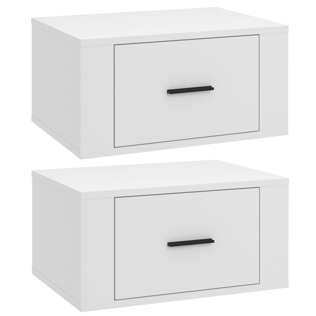 Pack de 2 Mesitas de noche de pared，Mesitas de noche flotantes，Mesilla de noche blanco 50x36x25 cm CFW71362 - 2