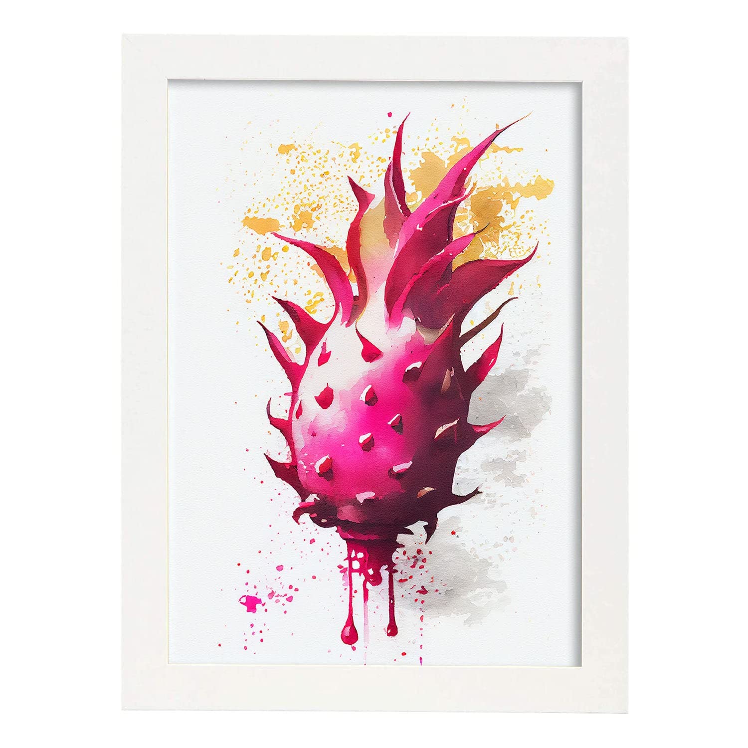 Nacnic poster de pitahaya a todo color ilustraciones de frutas verduras y comida sana en estilo acuarela diseño moderno y a3 con marcos blancos