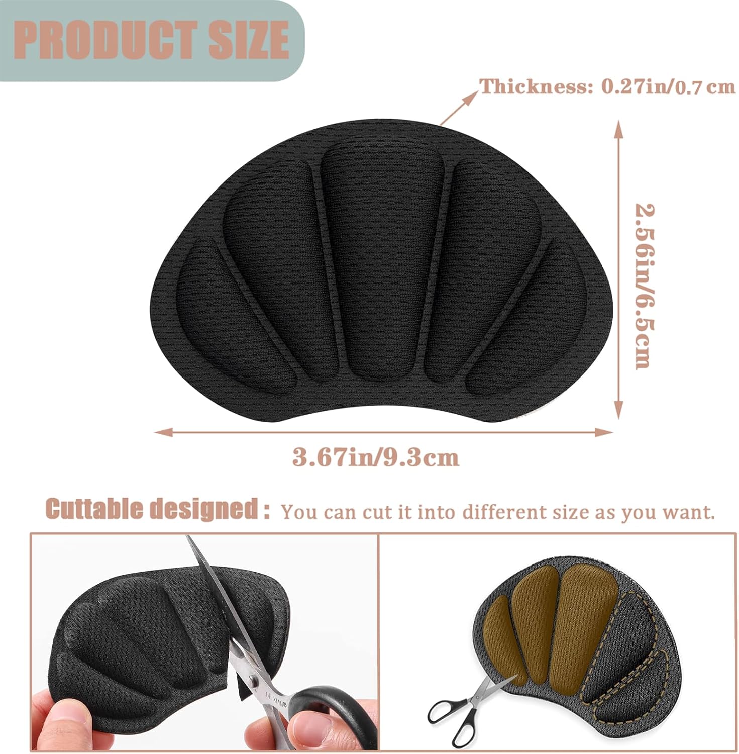 Lot de 6 Paires Coussinets, Protection Chaussure Homme et Femme, Inserts de Talons, épais, Autocollants, pour l'arrière du Talon, chaussure... - 2