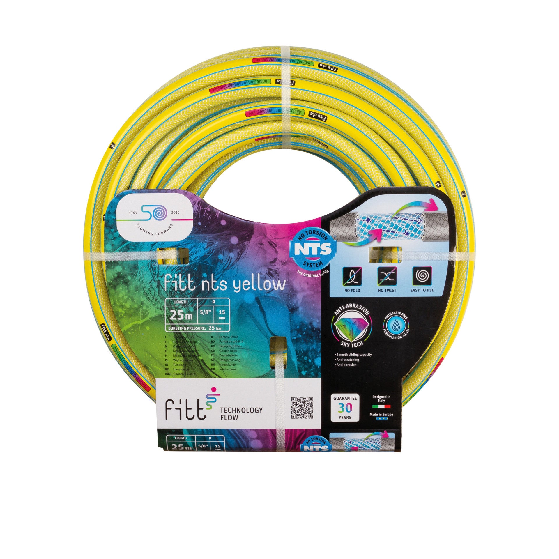 Tuyau D'arrosage FITT NTS ECO 5/8 (15 Mm) 25 M - Léger, Anti-nœuds, Résistant UV, Garanti 30 Ans