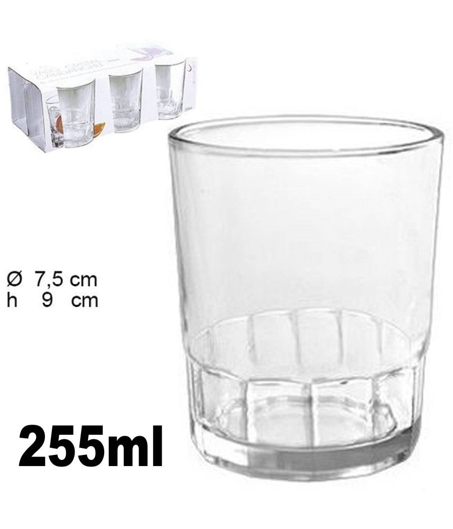 Set Di 6 Bicchieri In Vetro Lavere – Capacità 365 Ml, Per Acqua, Whisky, Succo, Uso Quotidiano