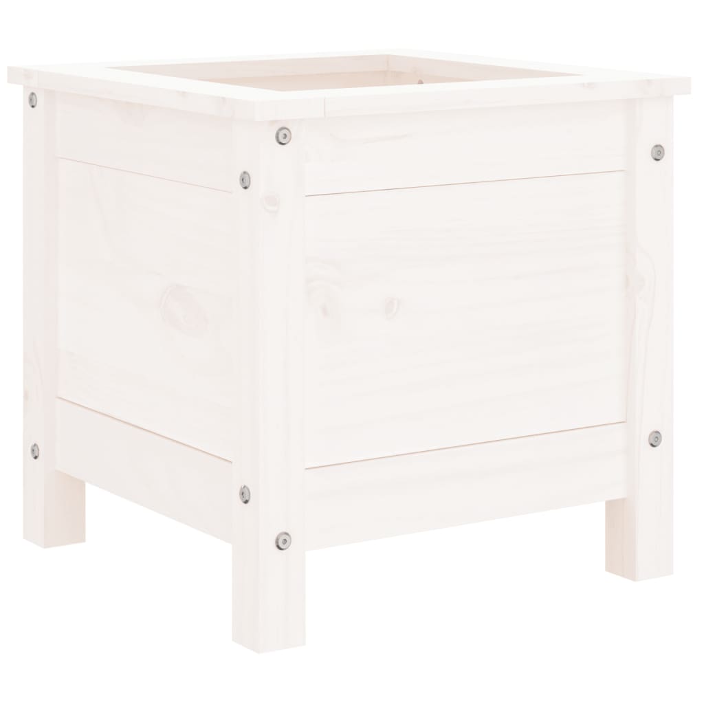 Jardinière - Pot De Fleurs - Bac à Fleurs blanc 40x40x39 cm bois massif de pin n1467l - 4