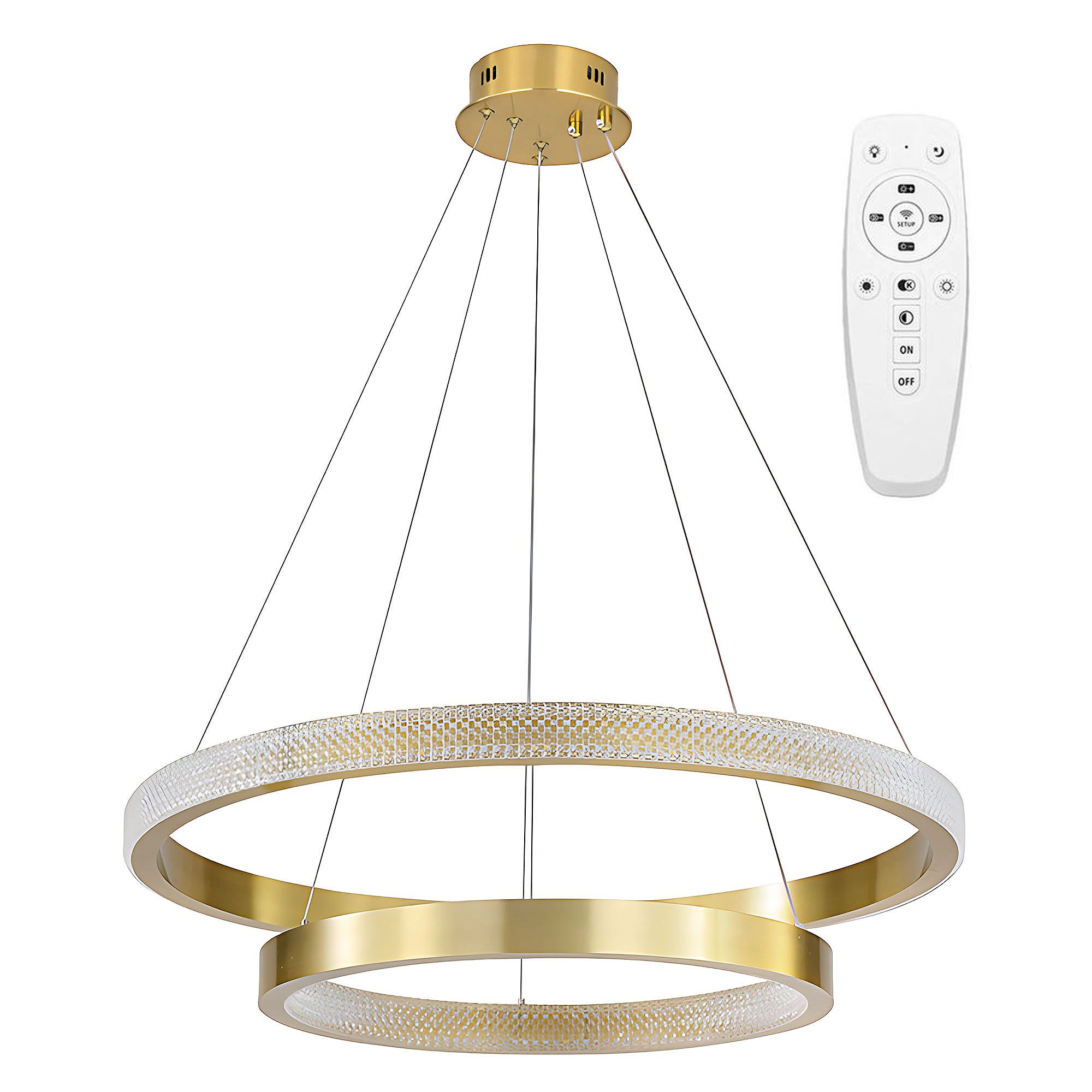 Lampa Sufitowa Wisząca Led Toolight App1772-Cp Złoty Szczotkowany Na Pilot