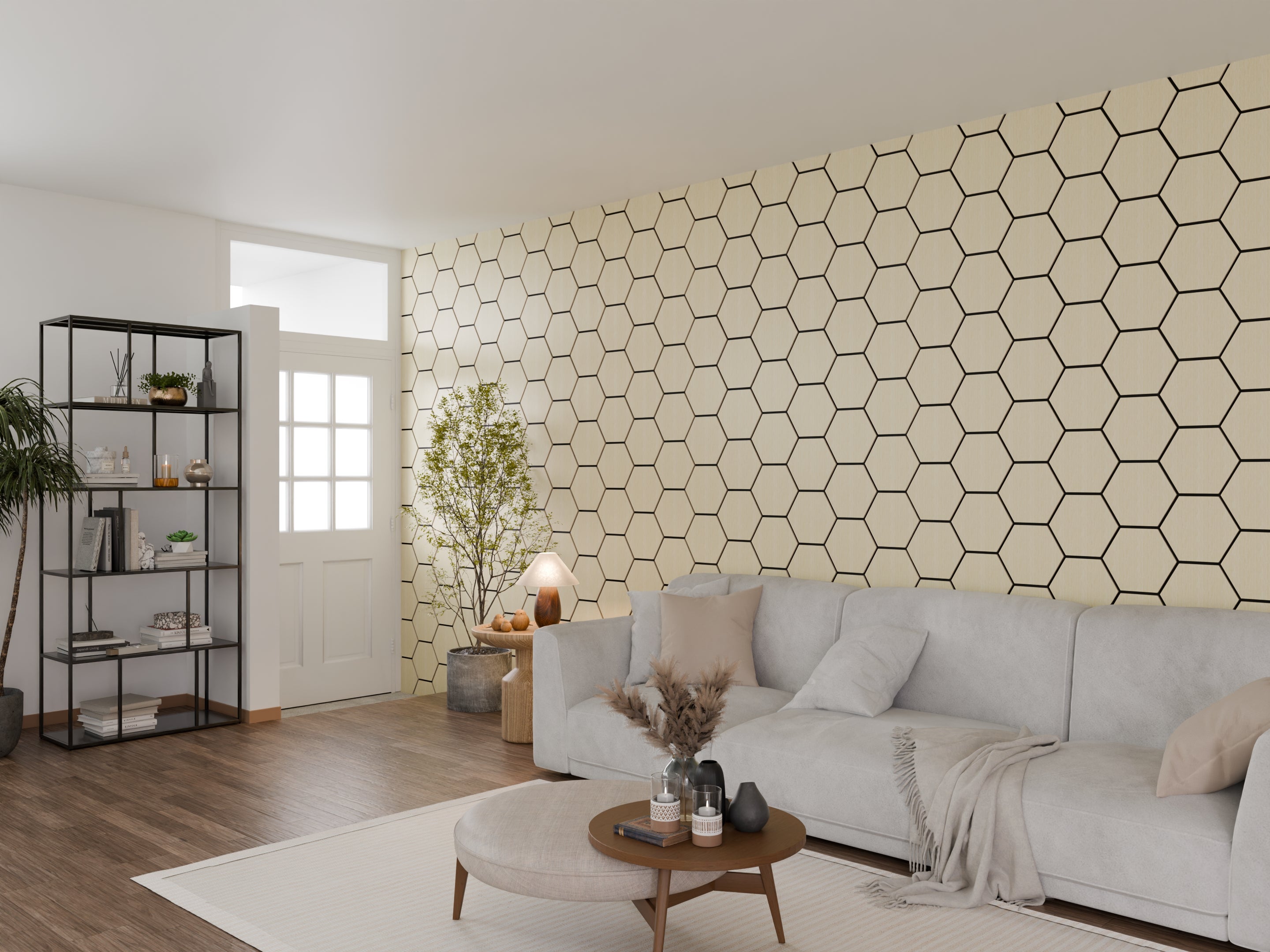 Lot de 5 - Panneau Hexagonal Acoustique Chêne – 69,3×56,7 cm – ep 18 mm - 3