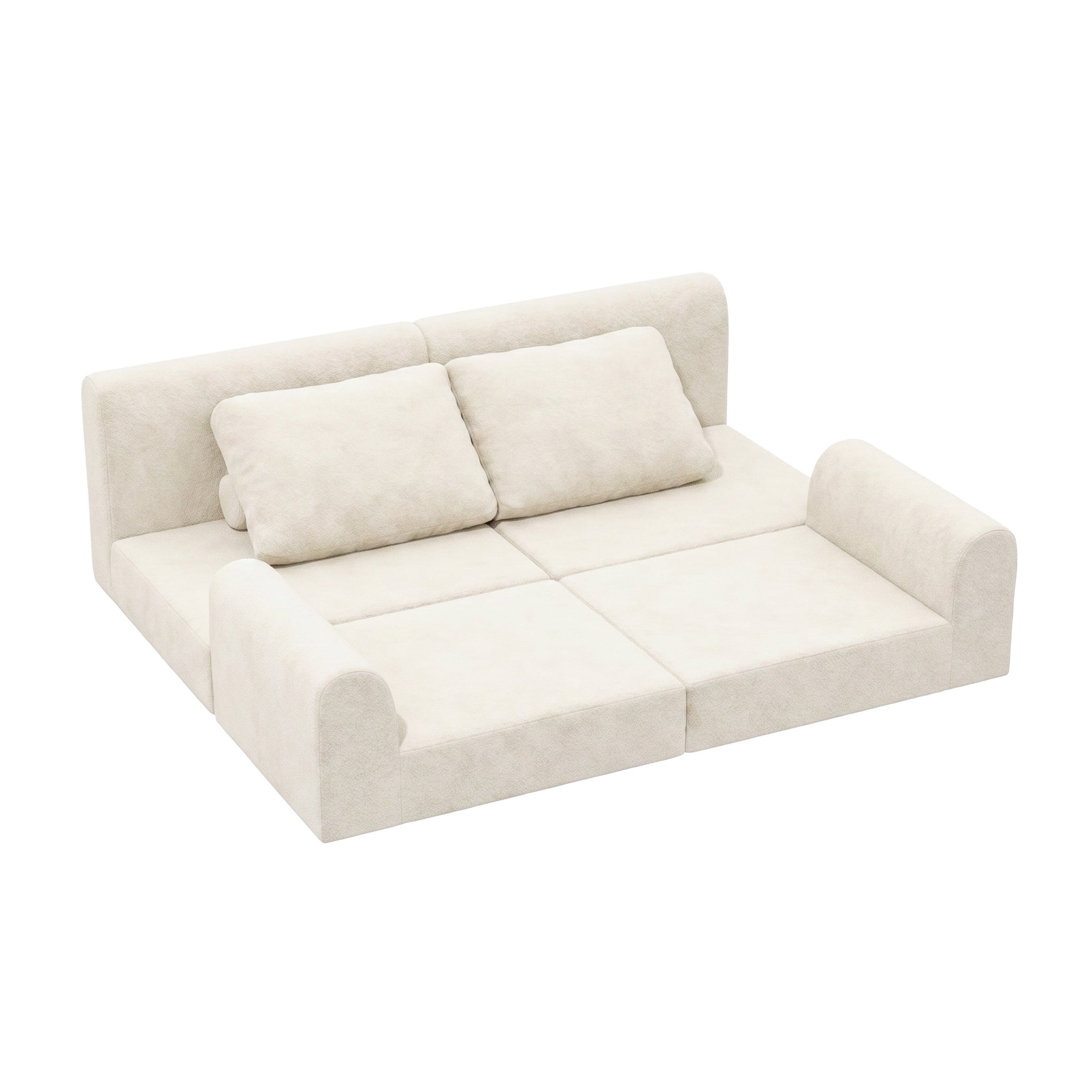 Canapé-lit pliant multifonction, Canape 2 places mousse à mémoire de forme et soutien dorsa, peut servir de couchage une place-Beige - 7