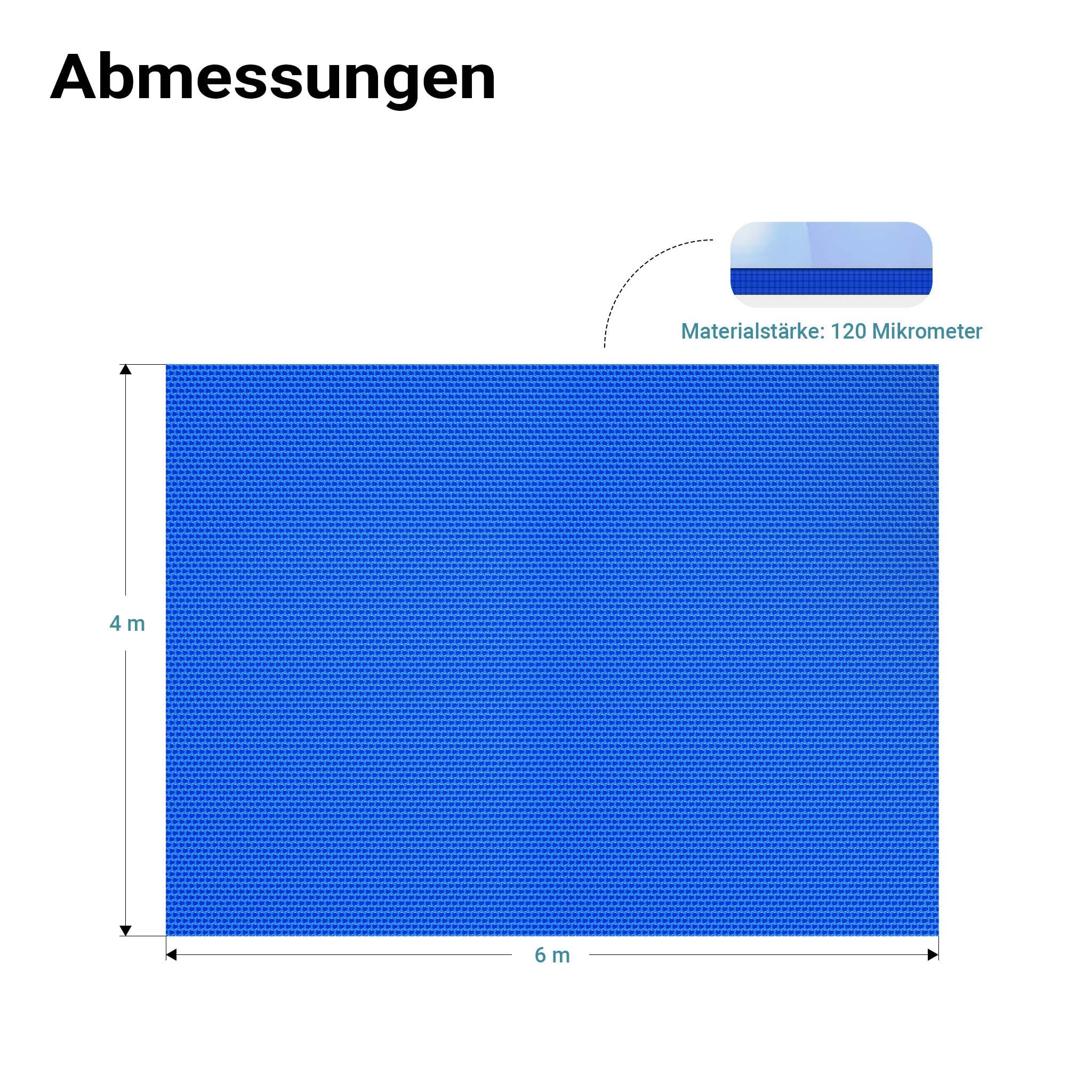 Cubierta solar piscina Azul Rectangular 4x6m Lona térmica protectora 120µ - 5