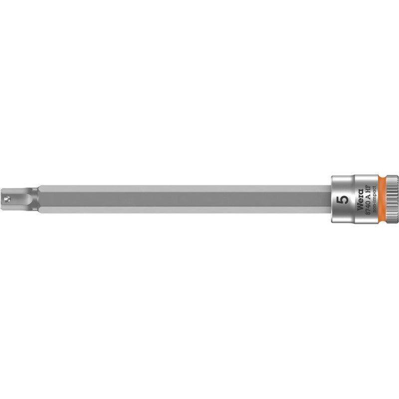 Wera, 8740 A HF Zyklop Bussole a inserto con attacco da 1/4" con ritegno vite, 5,0 x 100 mm