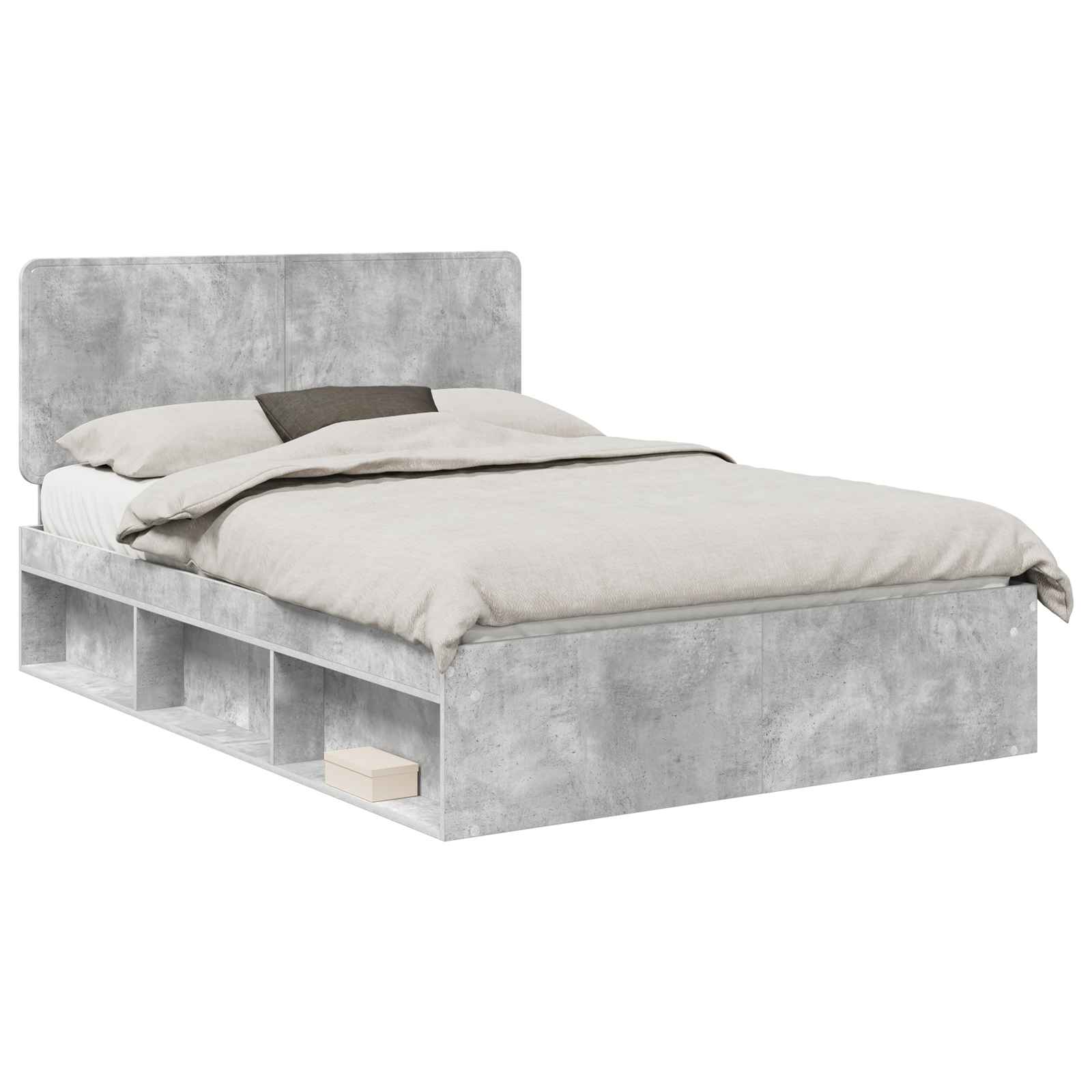 Cadre de lit Gris Béton 150 x 200 cm Bois de pin massif - 2