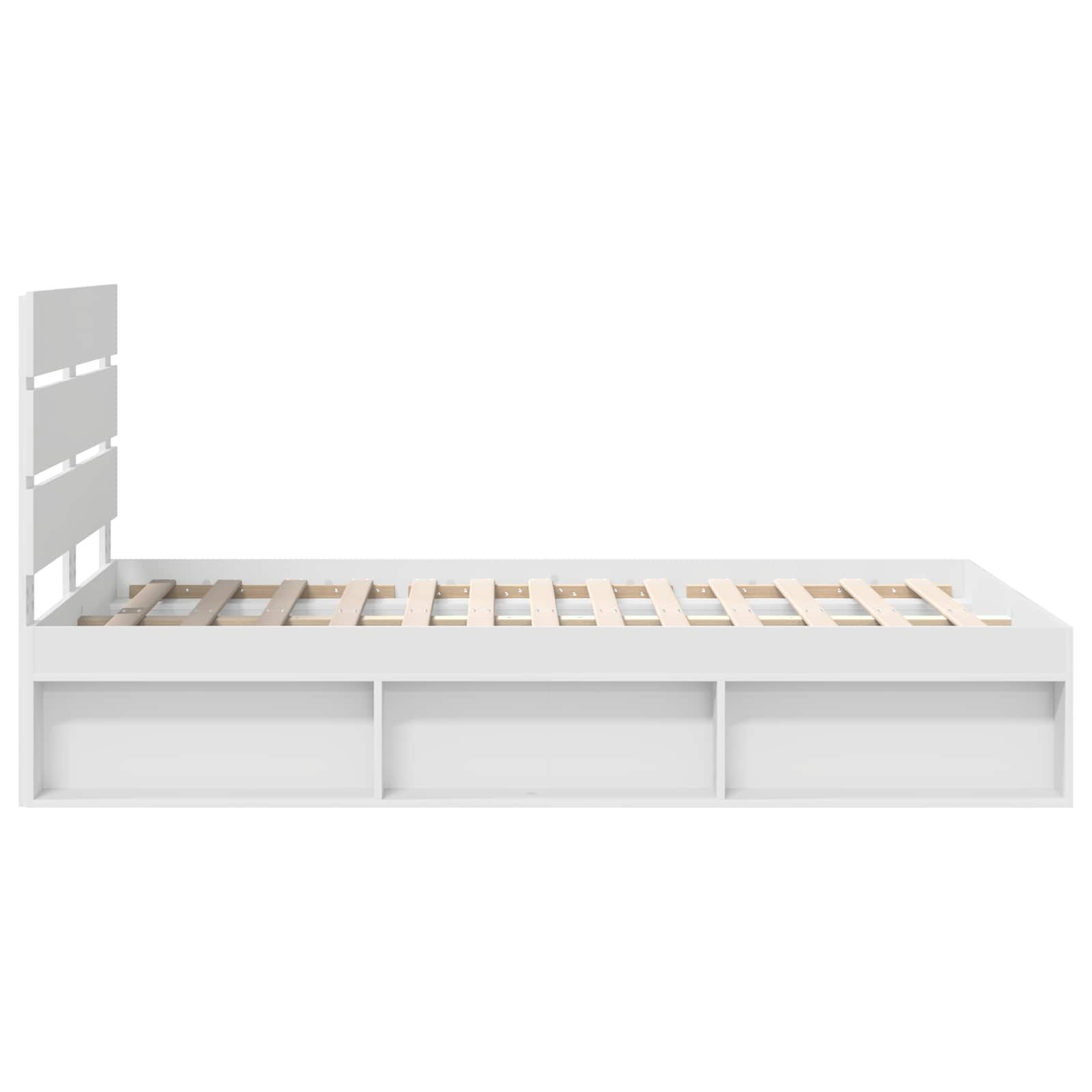 Cadre de lit blanc 120 x 190 cm bois de pin massif - 8