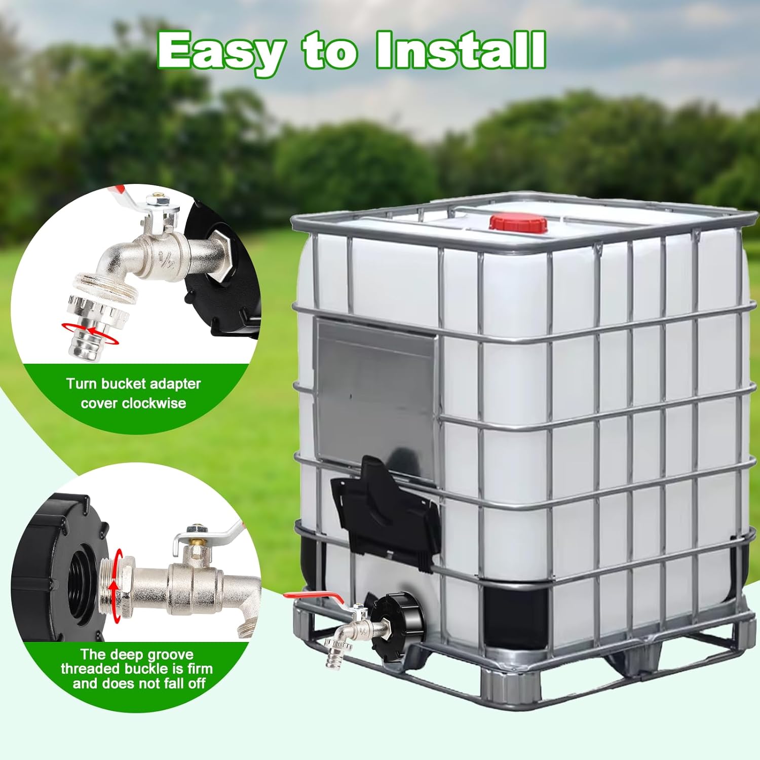Torneira para tanque de 1000 l, adaptador para tanque de liga de alumínio de 1/2