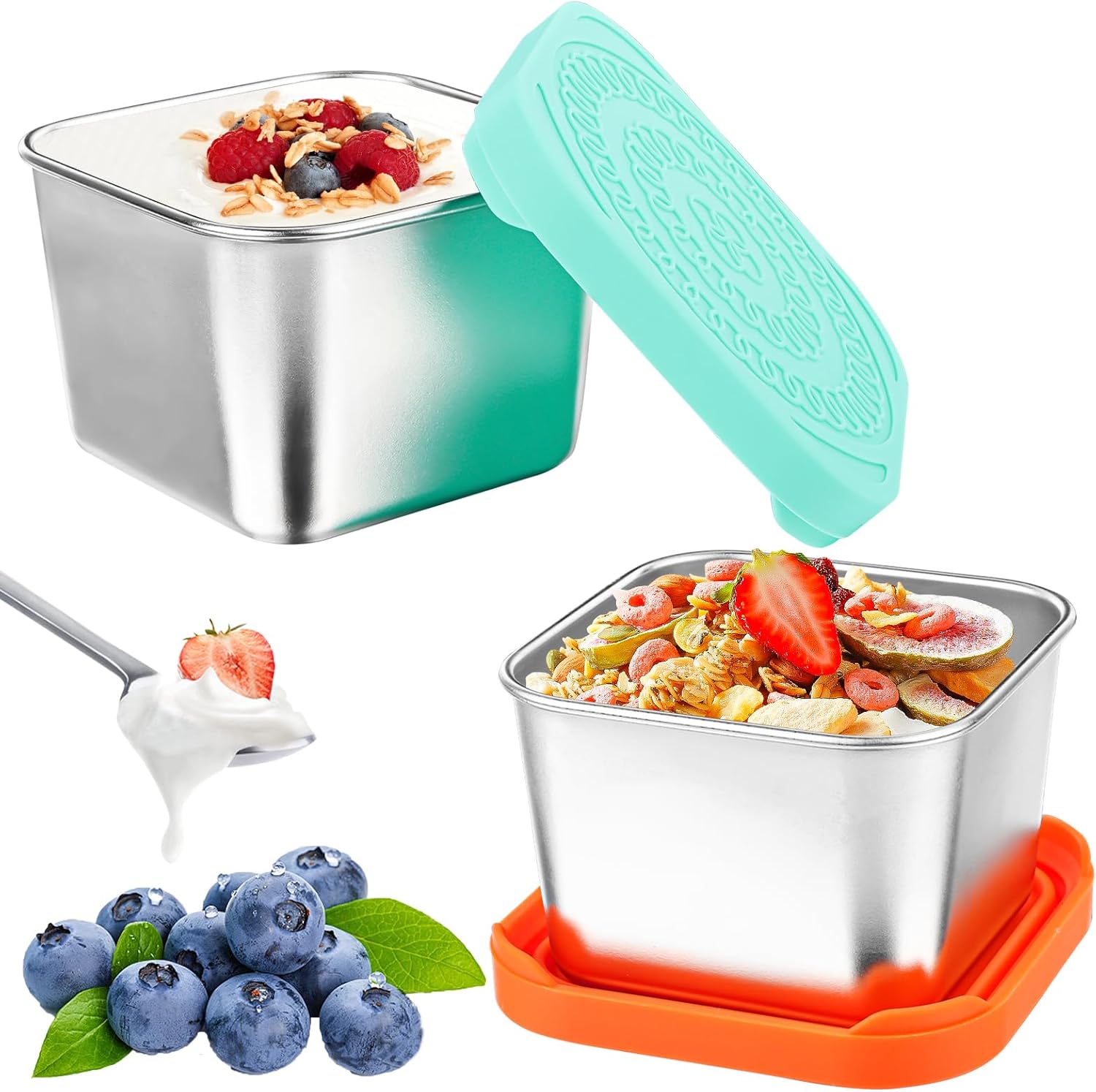 Confezione da 3 contenitori per snack in silicone con
