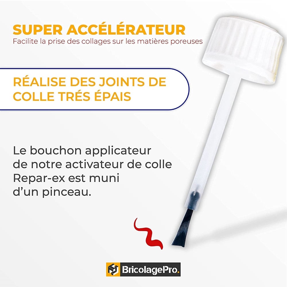 REPAR-EX- Lot de Colle Forte Professionnelle Repar-ex 20g - Accélérateur, Additif de colle Reparex de 15ml - 5