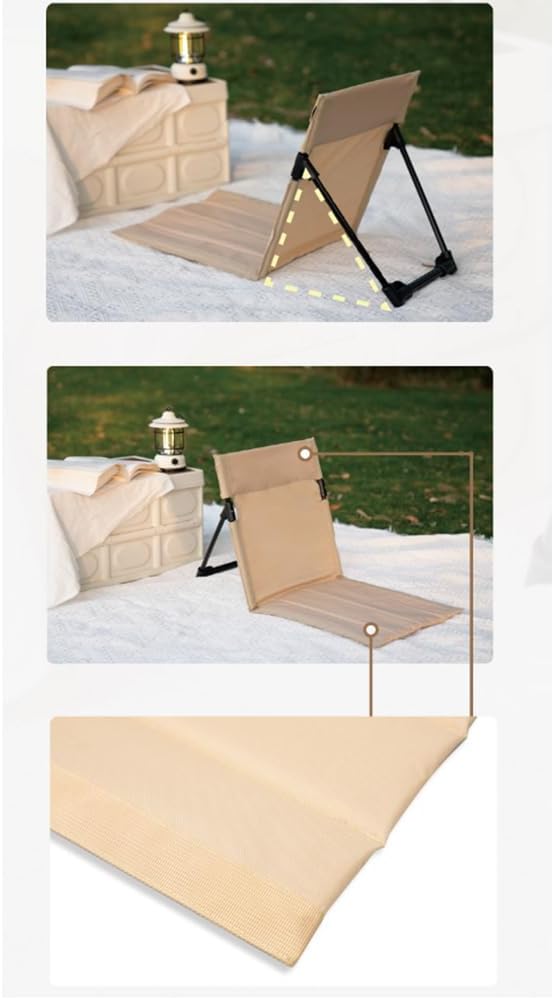 Silla de camping plegable ultraligera con respaldo, que puede utilizarse como un cómodo asiento de suelo para exteriores. - 5