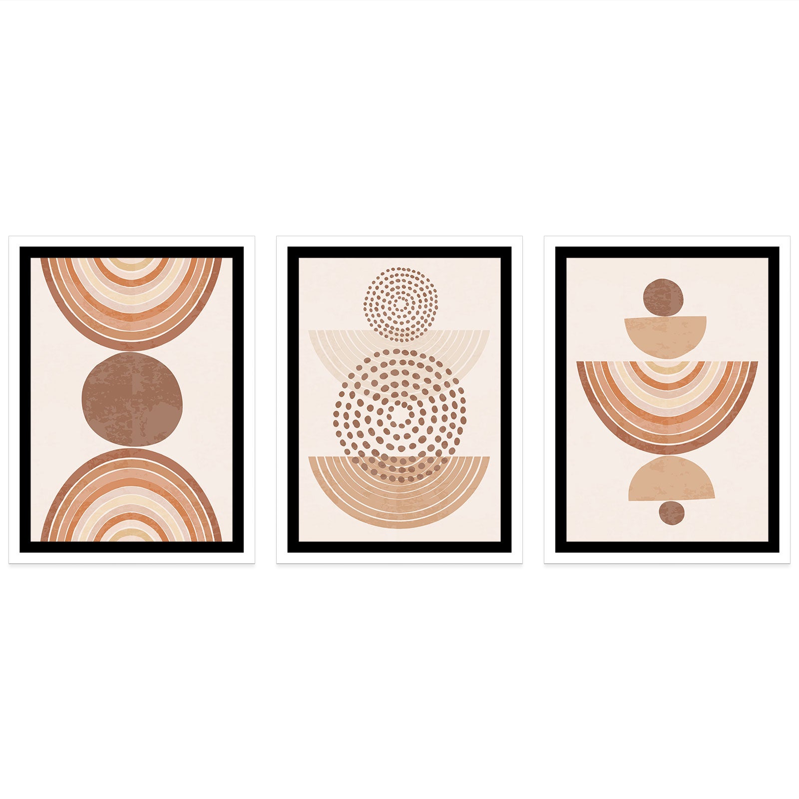 Lot de 3 affiches posters Triptyque décoratives - Boho - Bordure Noire et Blanche - 3 Affiches - 21x29,7 cm (Cadres non fournis) - 4