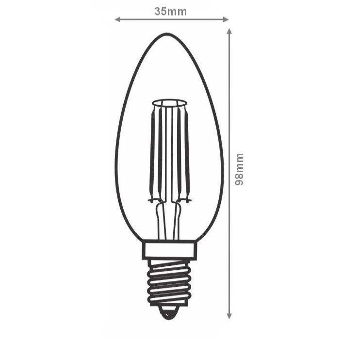 NETTLIFE Pack De 10 Ampoules LED E14 : Lampe Bougie Blanc Chaud De 4W 2700k A Filament Edison C35 Retro Vintage En Verre Economie Non Dimmable 92564551