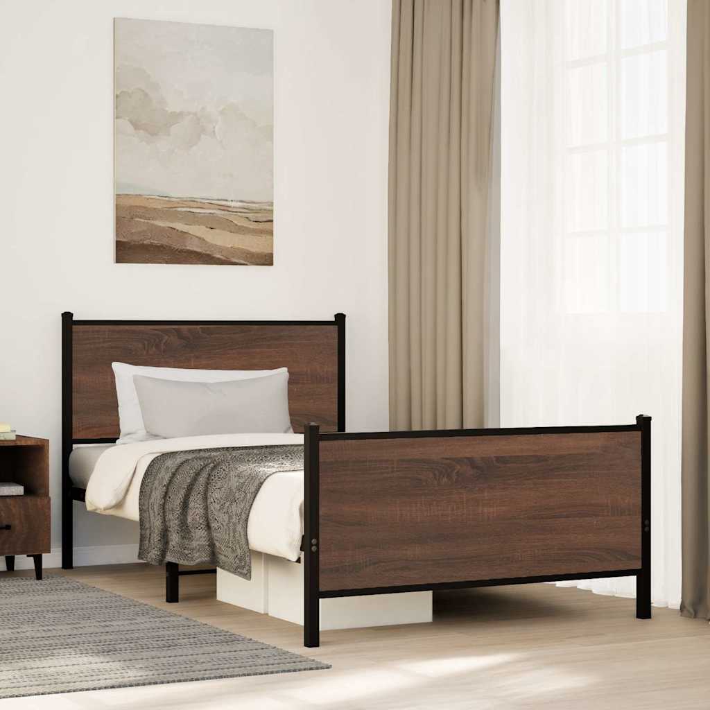 Łóżko Metalowe Czarne Rama łóżka Ze Stelażem Łóżko Do Sypialni Pokoju 100x200 cm