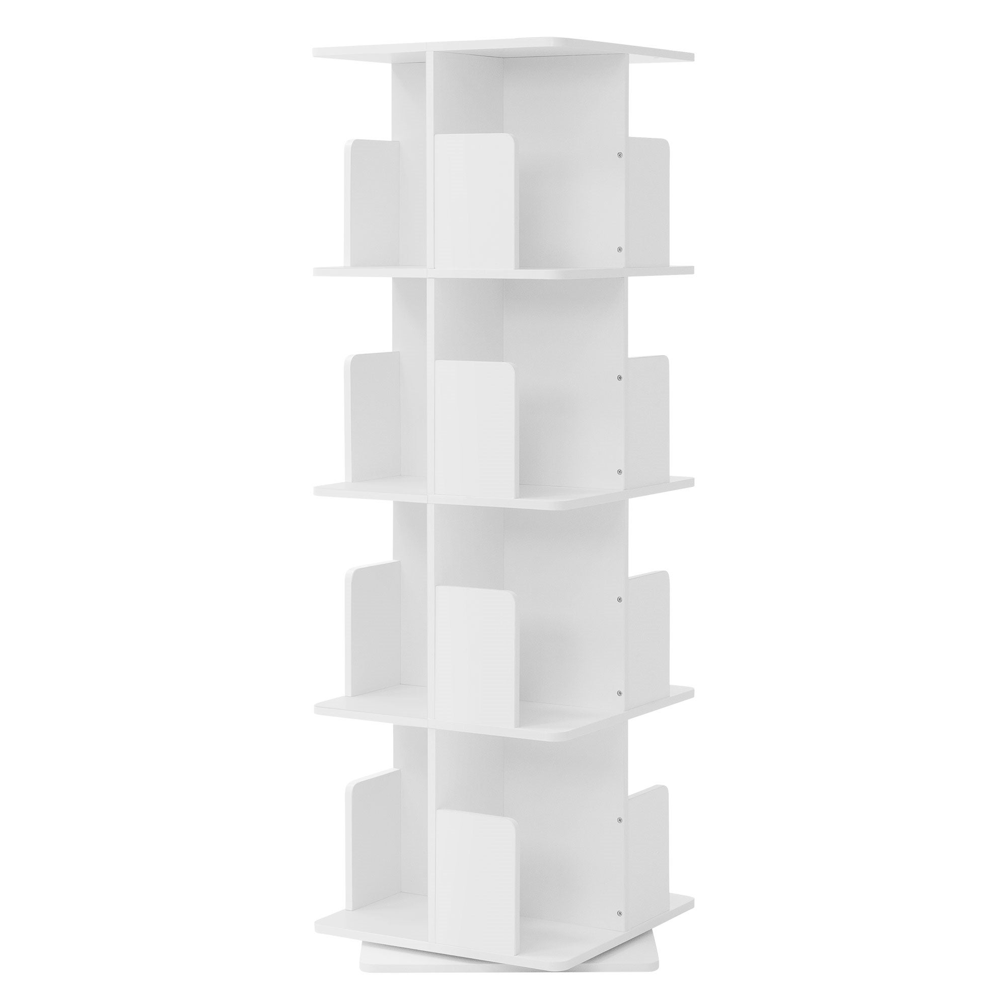 ML-Design regal obrotowy dla dzieci 4 poziomów 16 przegródek biały 360° książki zabawki dekoracje wolnostojący organizer 40x124,5x40 cm