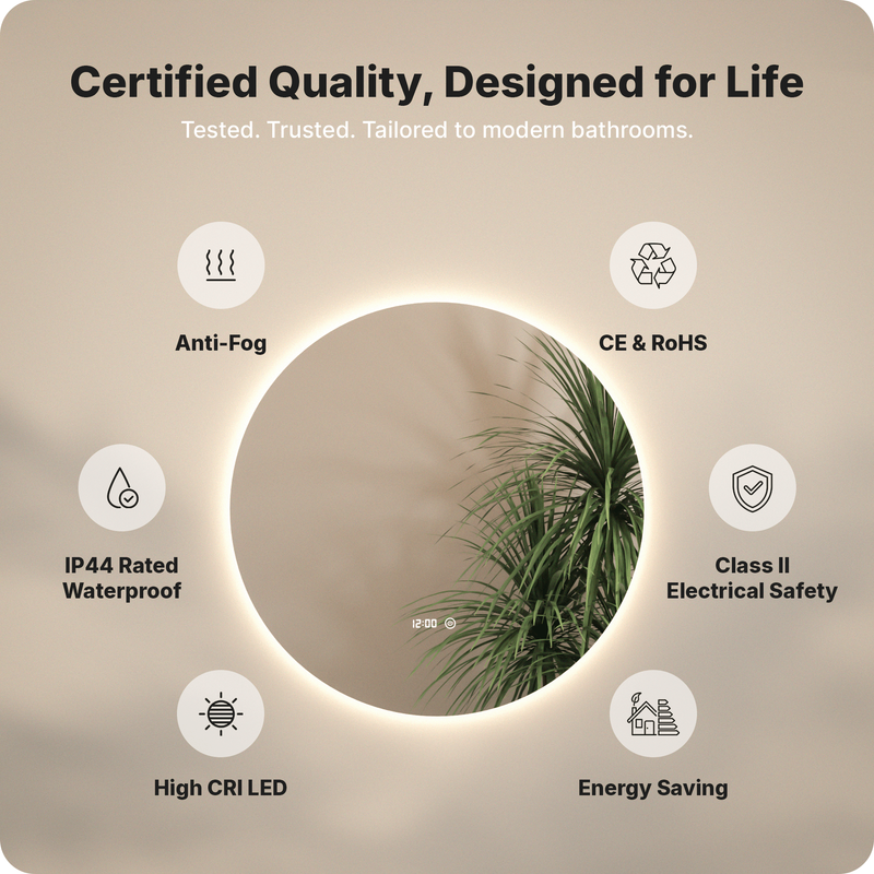 Miroir de salle de bain Mirlux avec éclairage LED et chauffage – Miroir mural rond – Miroir de douche anti-condensation – 120 cm - 8