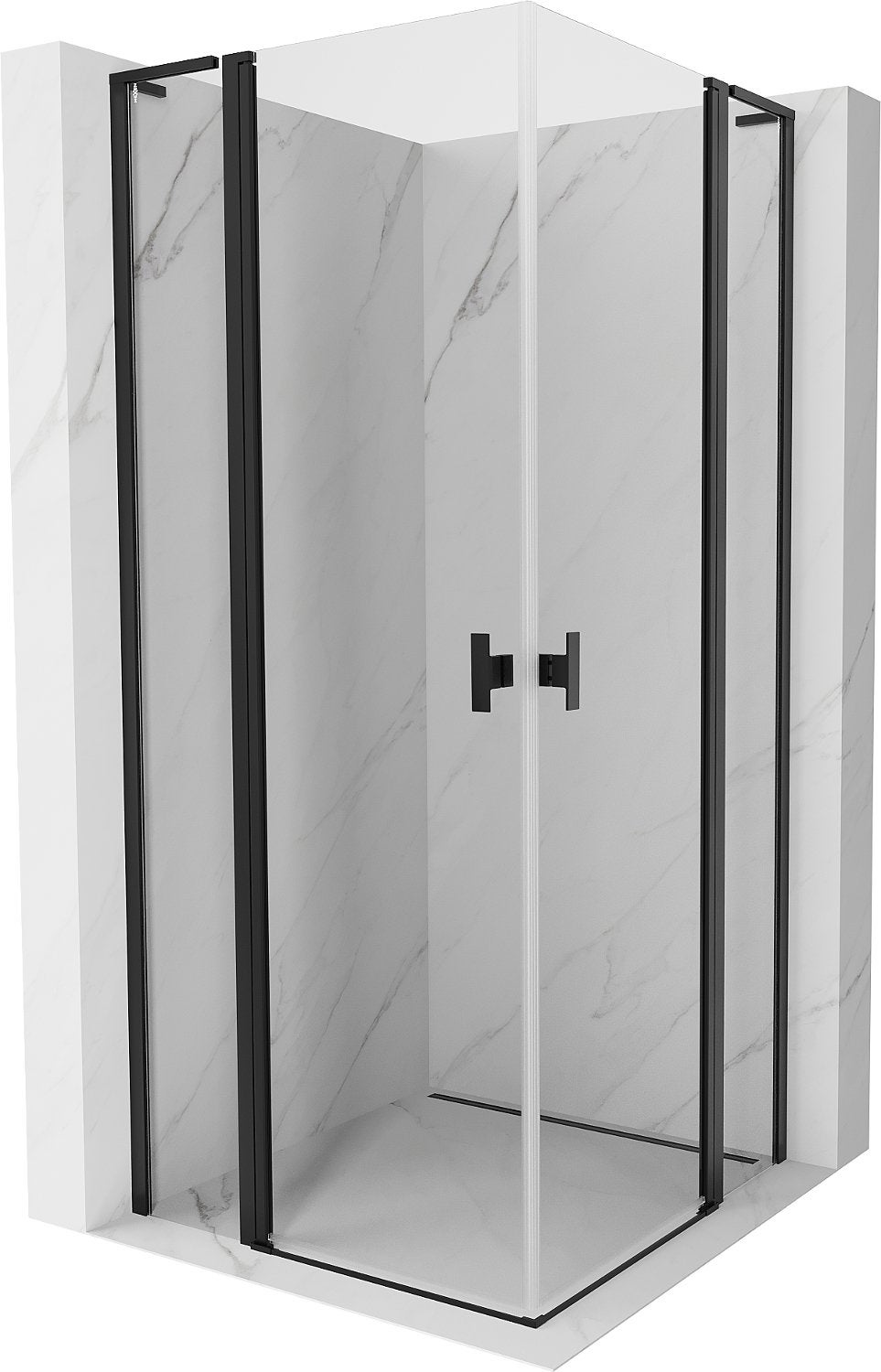 Mexen Mist L Duo kabina prysznicowa uchylna 90 x 90 cm, transparent, czarna - 8A4L-090-090-70-00