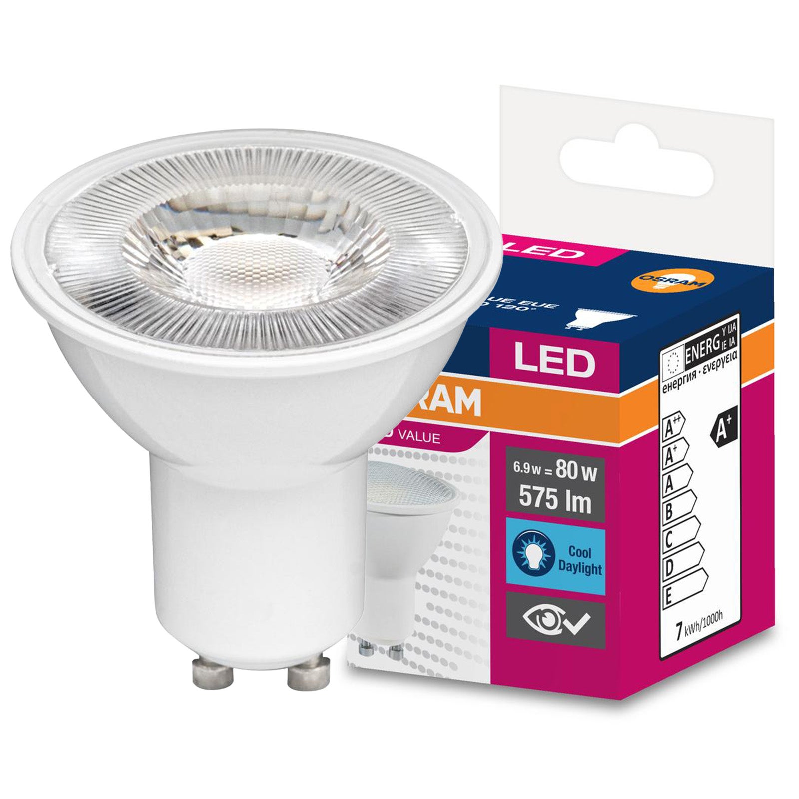 Żarówka LED PAR16 Reflektor GU10 6.9 W = 50 W 575 lm 6500K Zimna biel 120st VALUE Osram