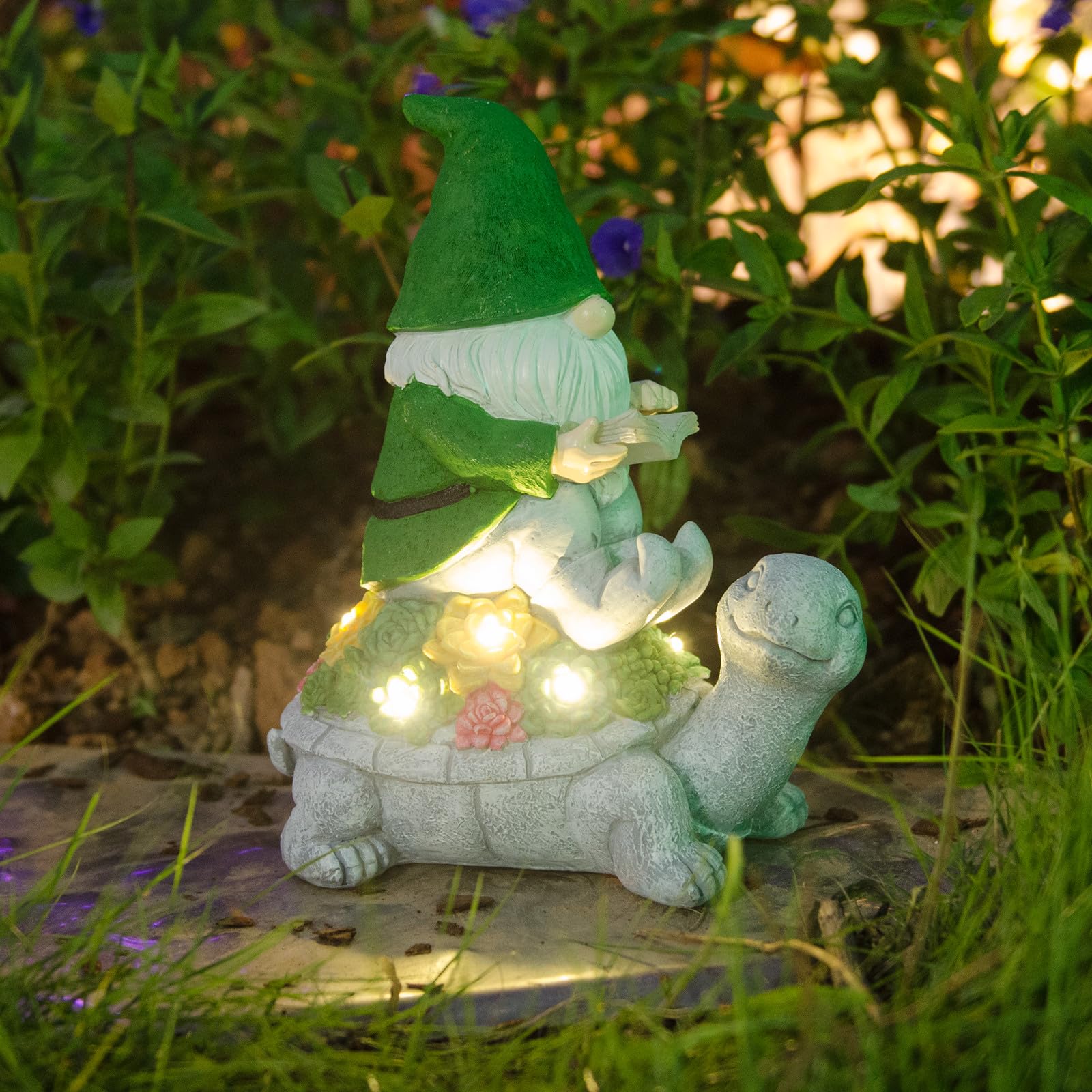 Solarna statuetka żółwia ogrodowego dekoracja zewnętrzna ogrodu lampa solarna LED wodoodporna ciepłe światło odpowiednia do trawników i tarasów