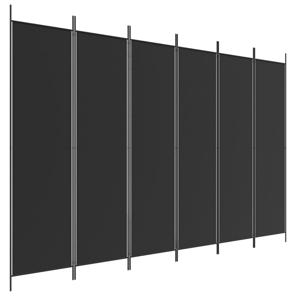 Paravientos | biombo divisor de 6 paneles de tela negro 300x200 cm cfw62273