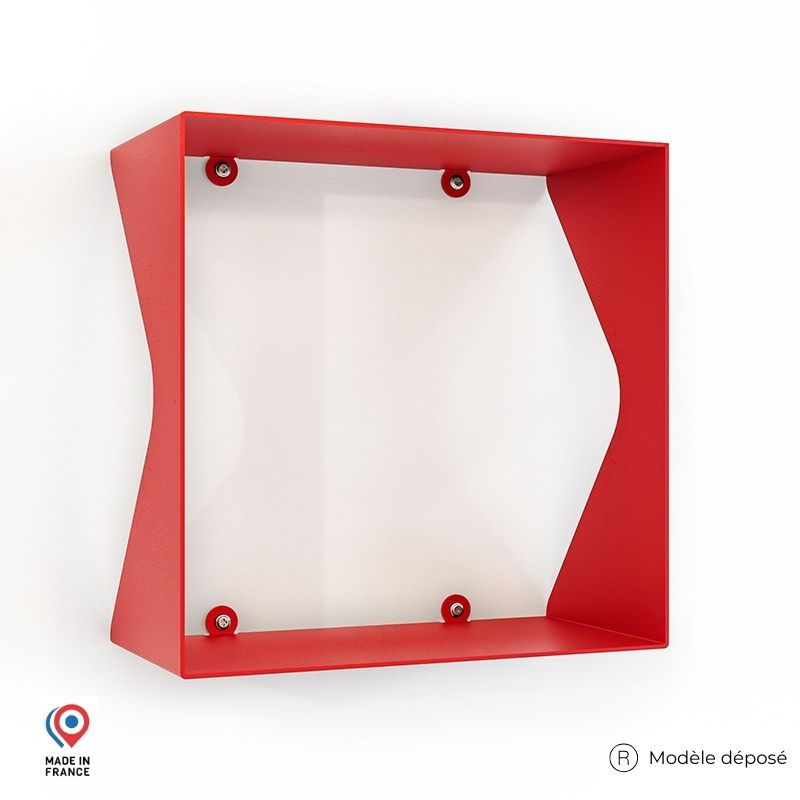 Etagère murale cube échancrée DECO-GEM, acier finition époxy rouge. L ...