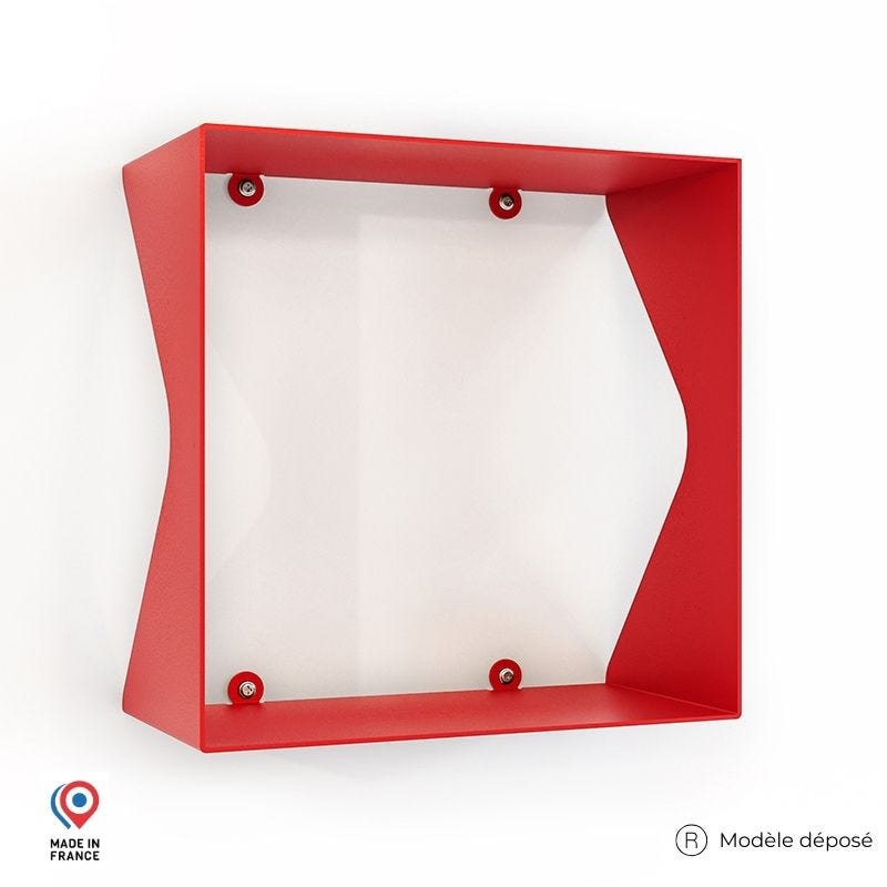 Etagère murale cube échancrée DECO-GEM, acier finition époxy rouge. L ...