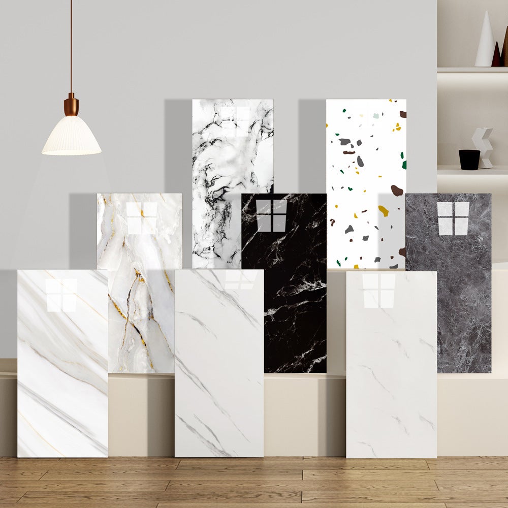 Lot de 10 panneaux muraux adhésifs (60 x 30 cm), carrelage mural imperméable en PVC imitation marbre pour cuisine et salle de bain. - 3