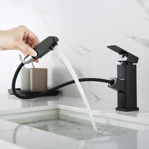 Robinet salle bain douchette noir,levier unique,eau chaude/froide avec 2 tuyaux, mitigeur lavabo robinet lavabo mitigeur salle de bain robinet