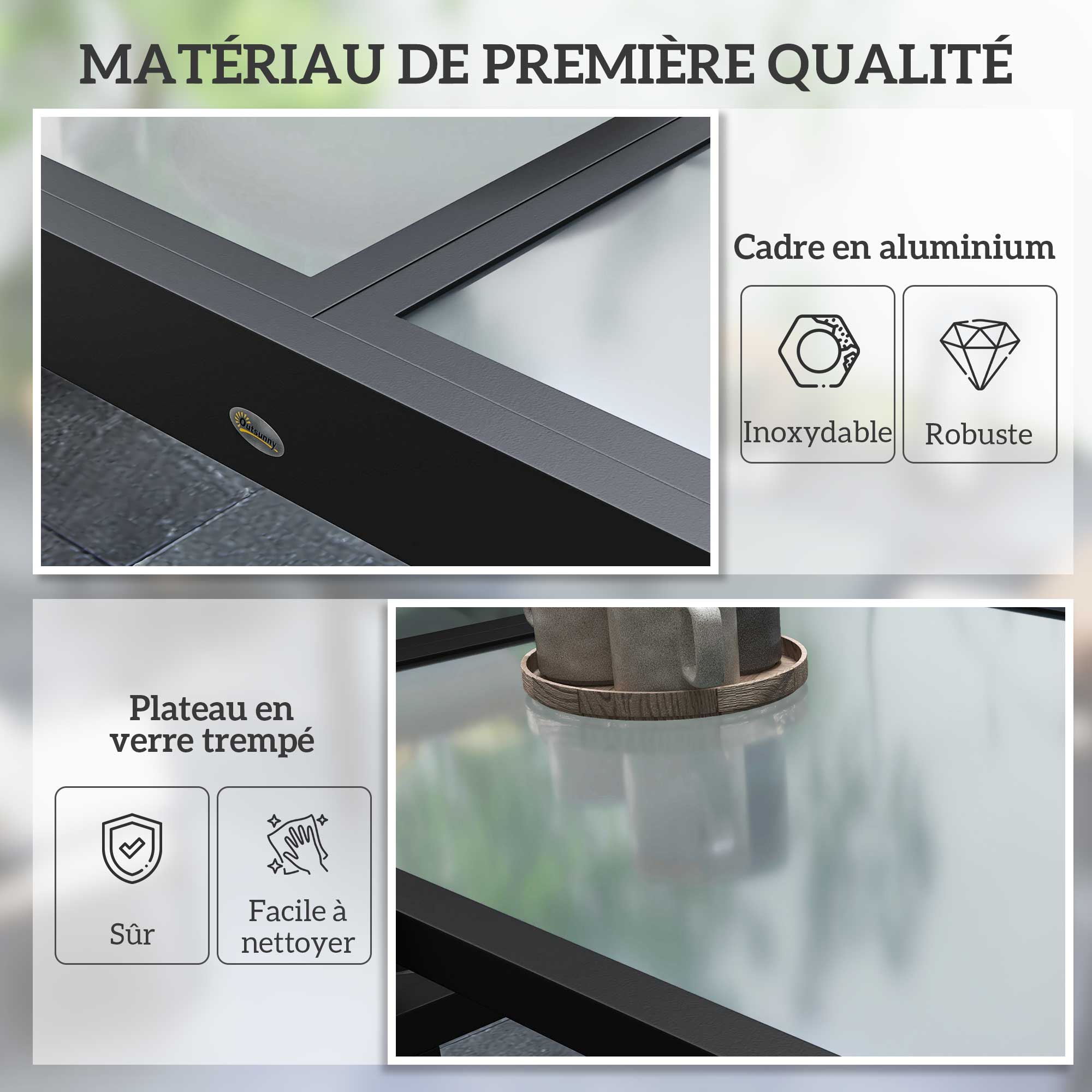Table de jardin extensible rectangulaire en Aluminium Gris 6 places - 6