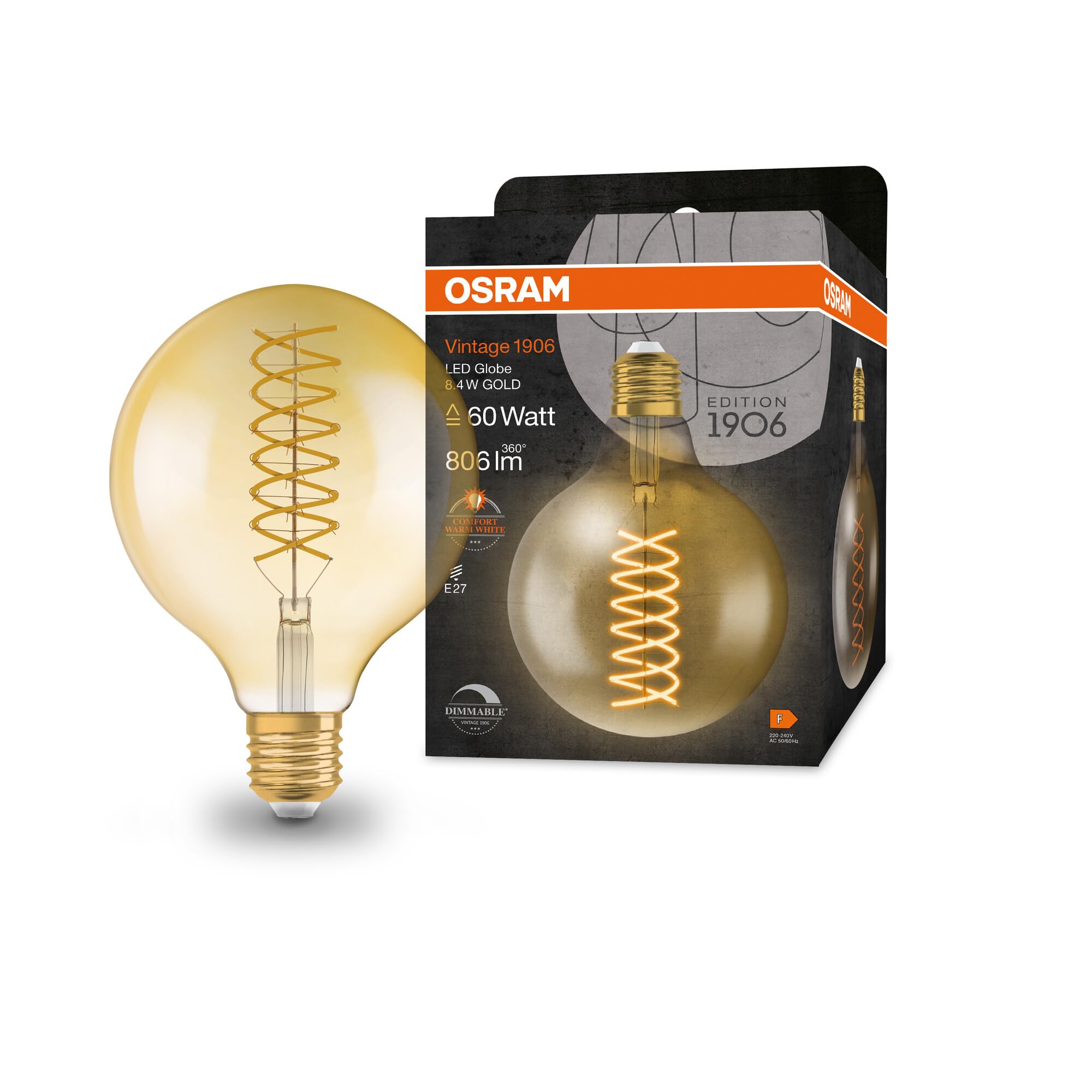 Lampada LED flessibile OSRAM G125 E27 da 60W a filamento bianco caldo - 4