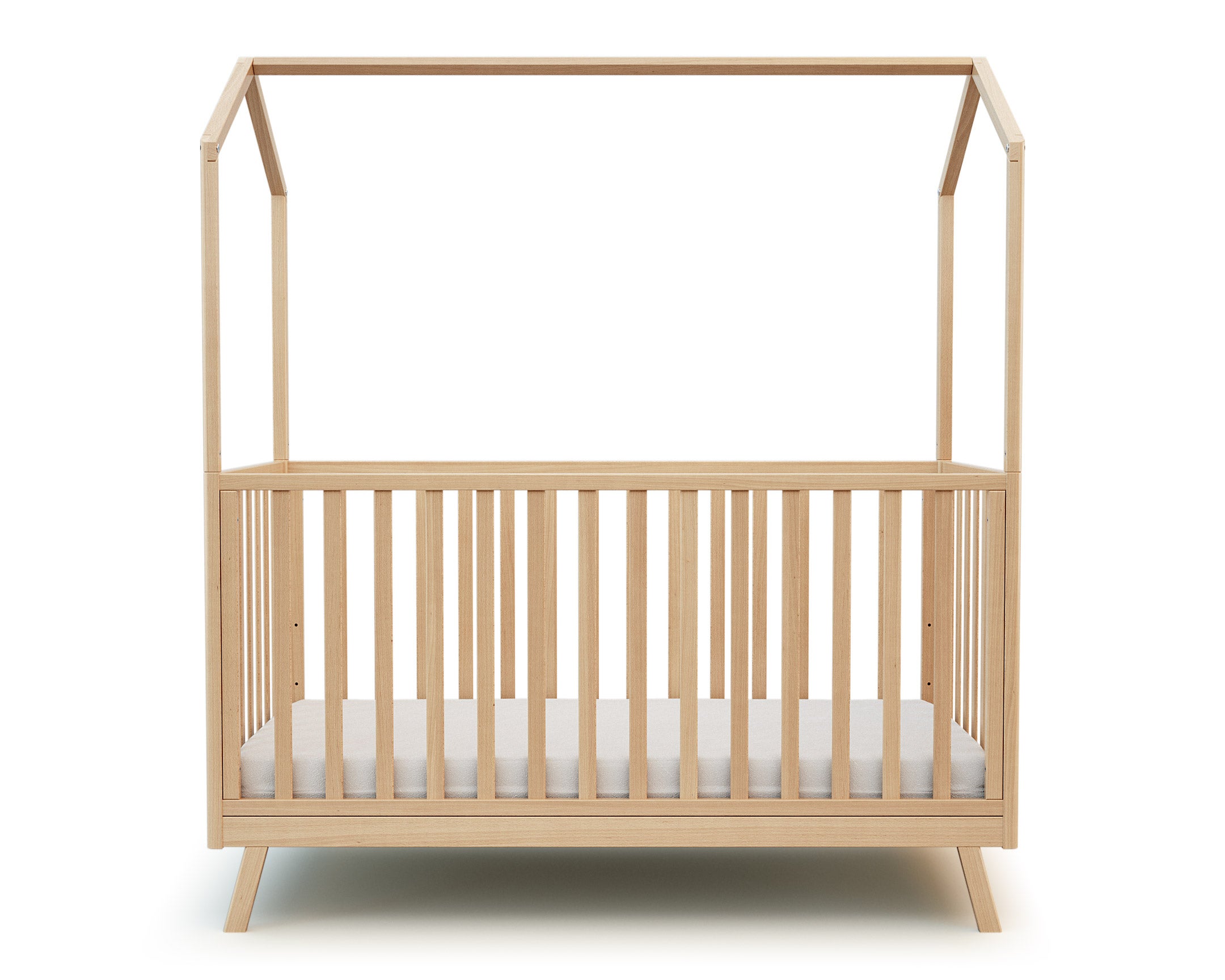 Lit Cabane Bébé En Bois 90x200 Cm - Avec Barrières De Sécurité, Sommier à Lattes, Blanc, Capacité 120 Kg