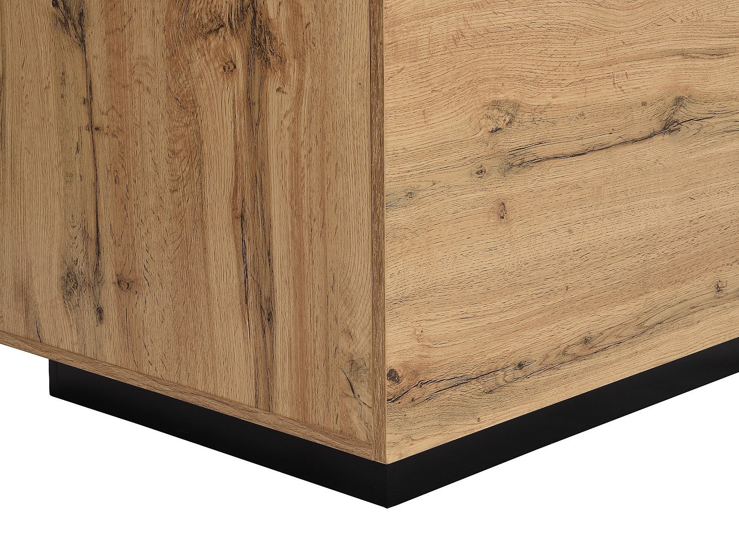 Ilot central de cuisine avec 2 portes et 1 niche en MDF - Naturel et noir - CORELINA - 7