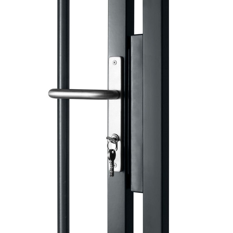 Portail barreaudé acier galvanisé passage 3m00 H 1m85 Gris anthracite - 2