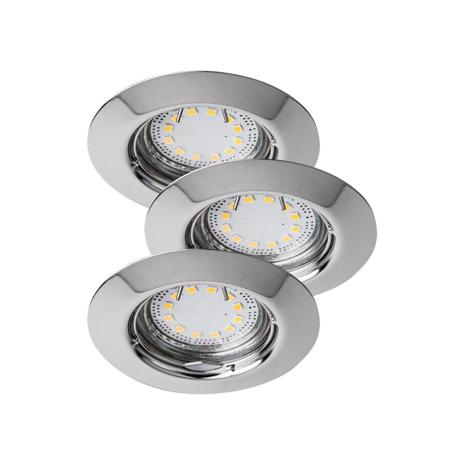 GU10 3W LED Ring Set of 3 pcs Chrome Round | Leroy Merlin