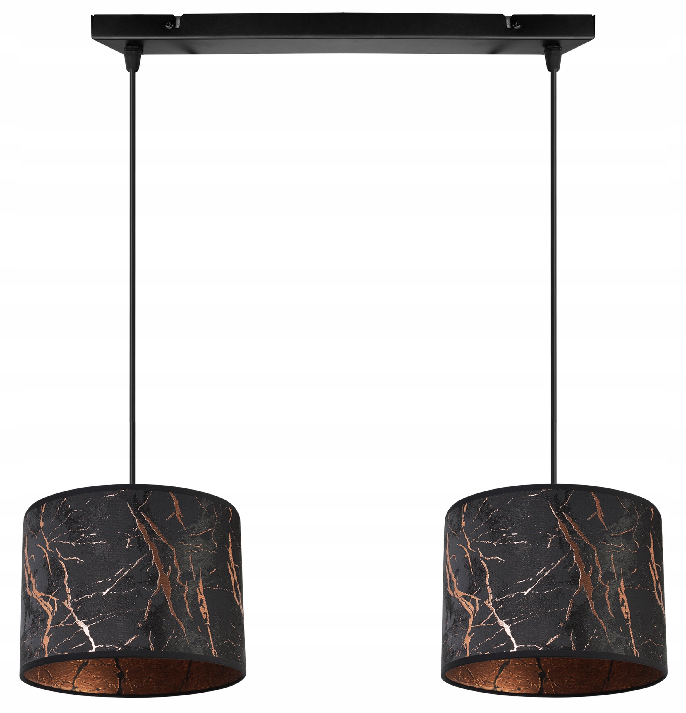Lampa sufitowa wisząca boho Werona 2xE27 klosz owalny wzorzysty czarny/miedziany Light Home LH