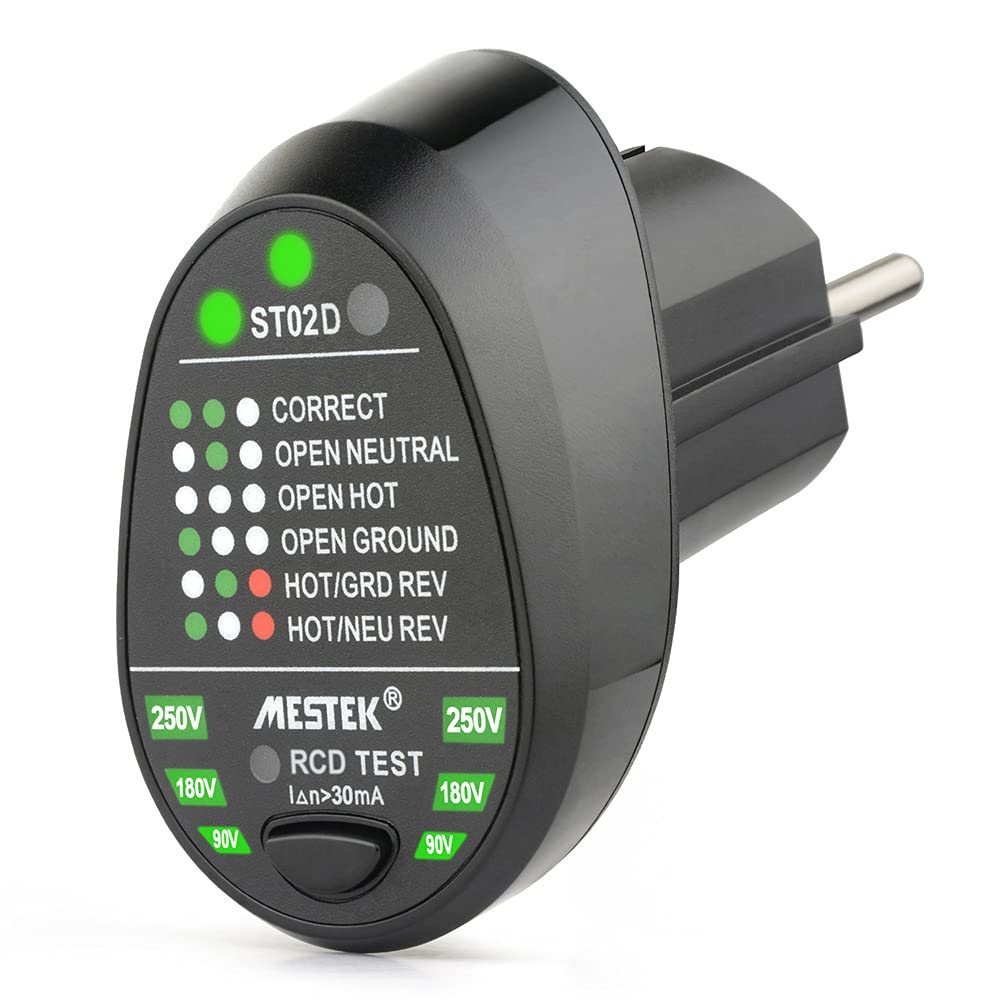 Tester gniazdka elektrycznego EU – Detektor polaryzacji, przewodu neutralnego, uziemienia, automatyczny RCD, łatwe i szybkie w użyciu bezpieczeństwo
