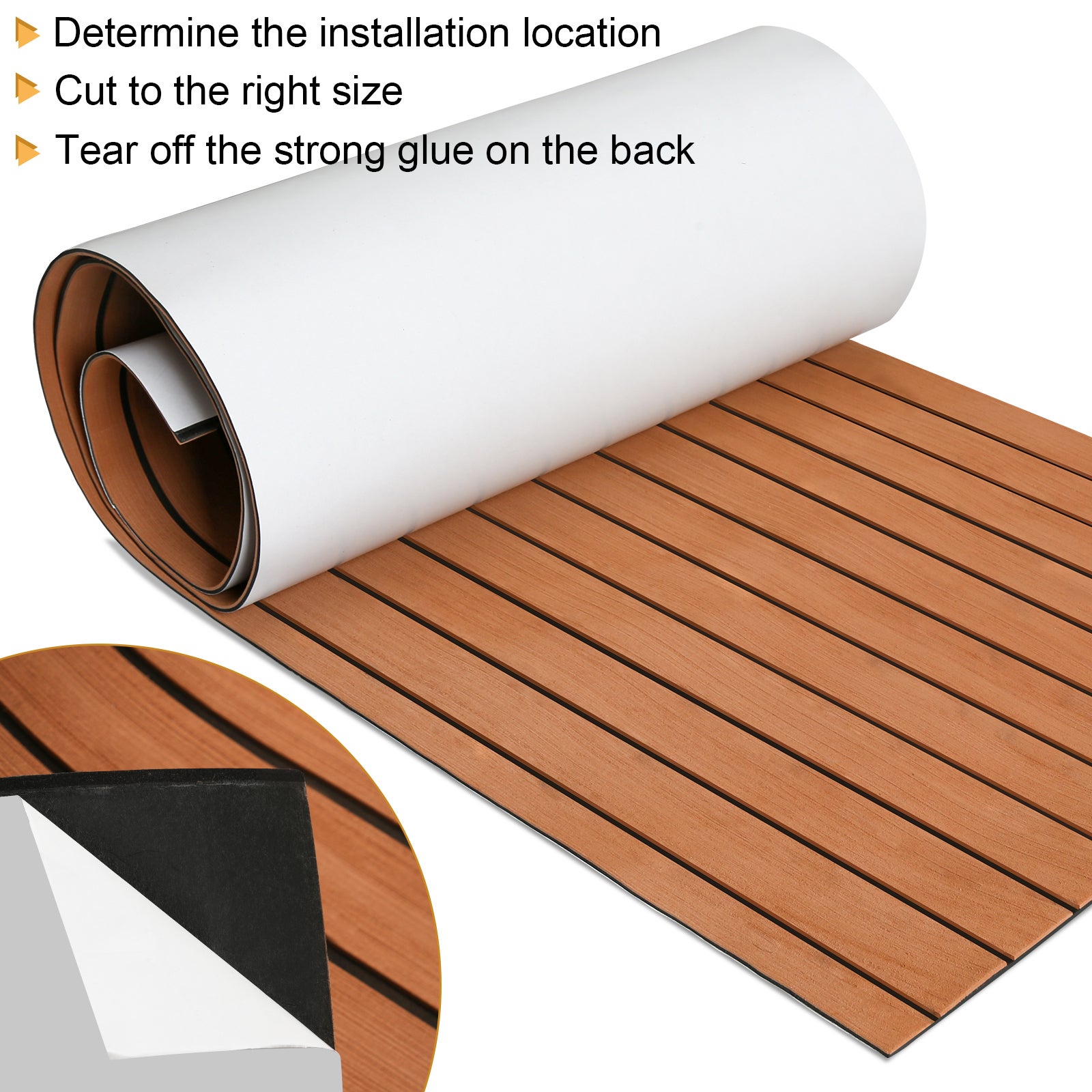 Tapis de Sol Tapis de Pont en Mousse EVA Teck Yacht Tapis de Sol Auto-Adhésif 240x60cm Marron - 7