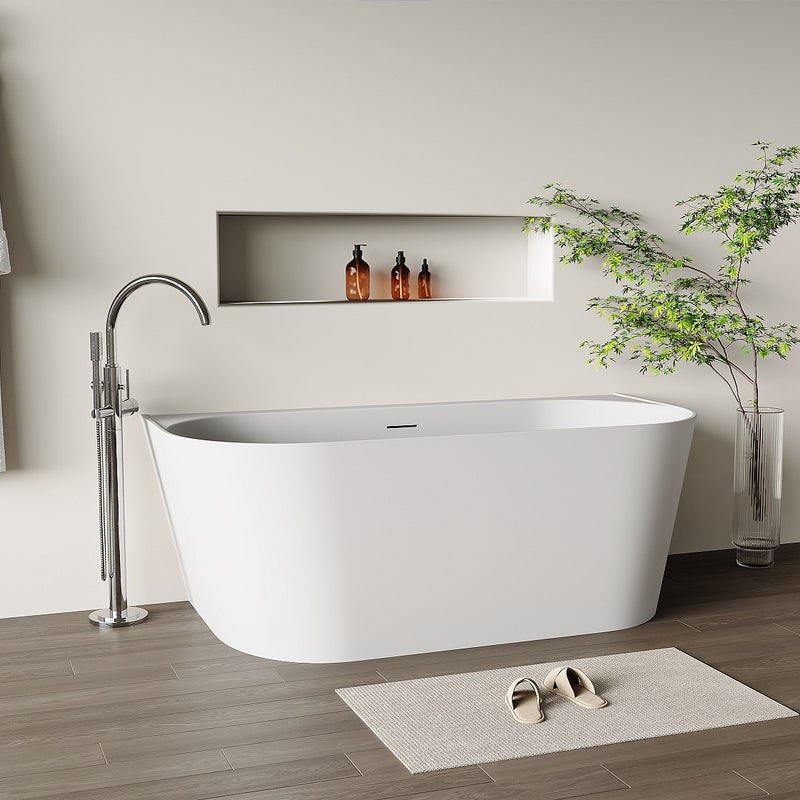 Wanna wolnostojąca przyścienna - 230 l - 160 x 75 x 58 cm - Biały mat - Akryl - AMOBIA