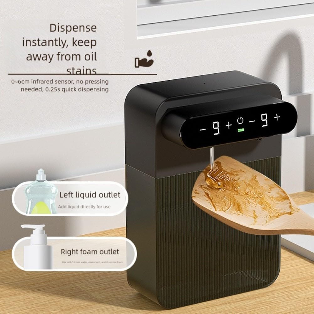 Distributeur de savon électrique intelligent à double tête, capteur automatique en mousse sans contact, 400 ml IPX7 étanche noir (double liquide) - 5