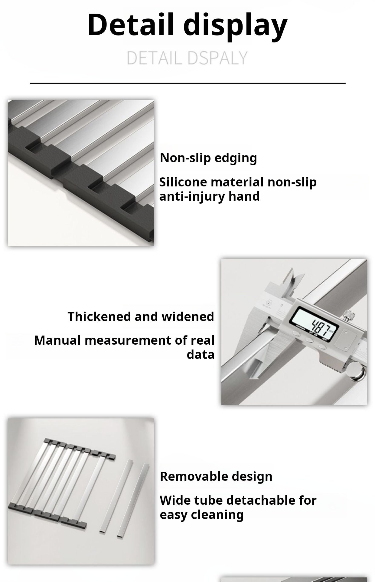 Égouttoir à vaisselle pliable au-dessus de l'évier, égouttoir d'évier de cuisine en acier inoxydable,panier de vidange télescopique pliable-45*32,5cm - 2