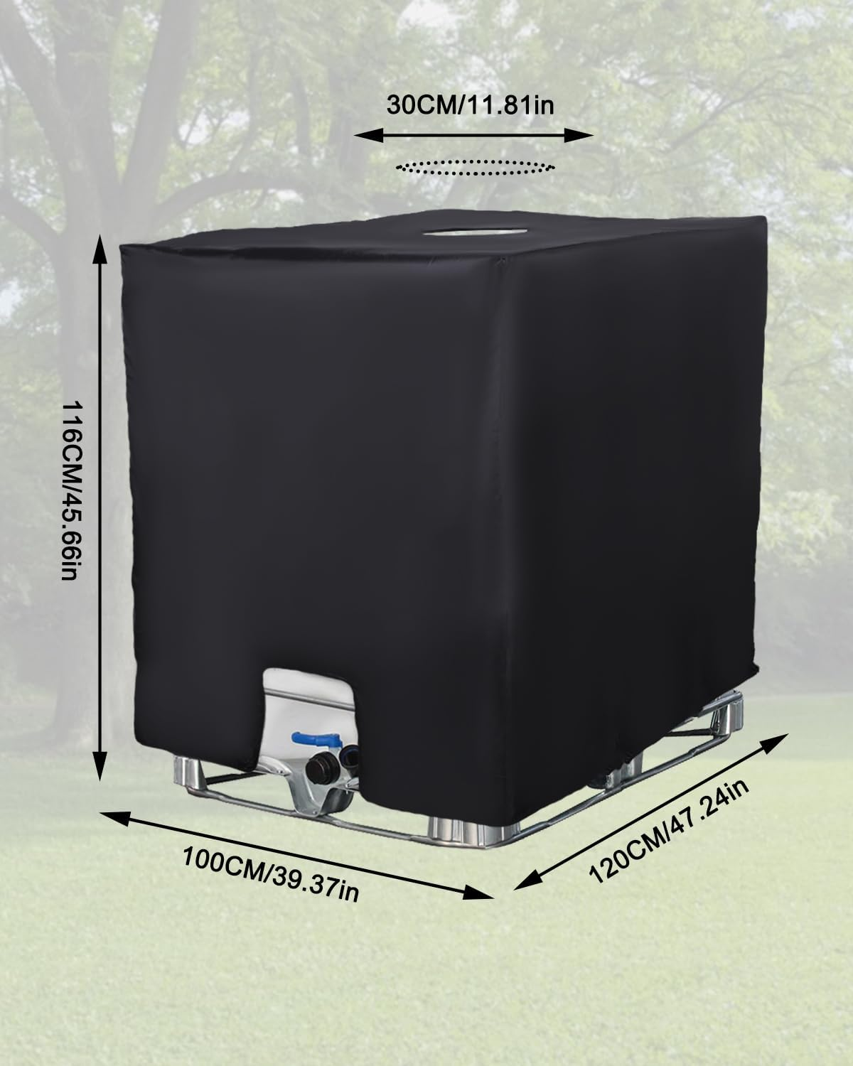 Bache pour Cuve 1000L IBC, Bache de réservoir d'eau Couvercle, Anti-UV Anti-poussière Couverture Container Réservoir IBC, Housse Protection - 2
