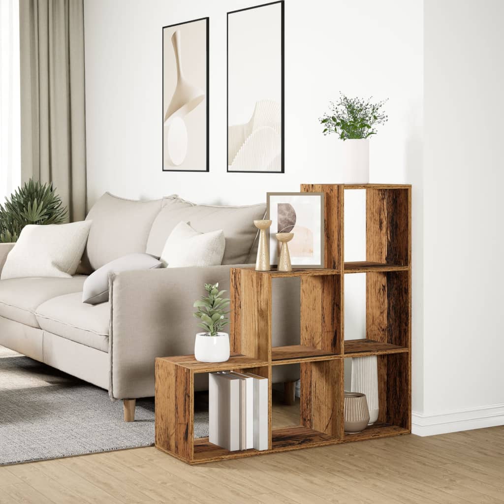 Estantería divisoria de 3 niveles con 6 compartimentos - Madera de ...