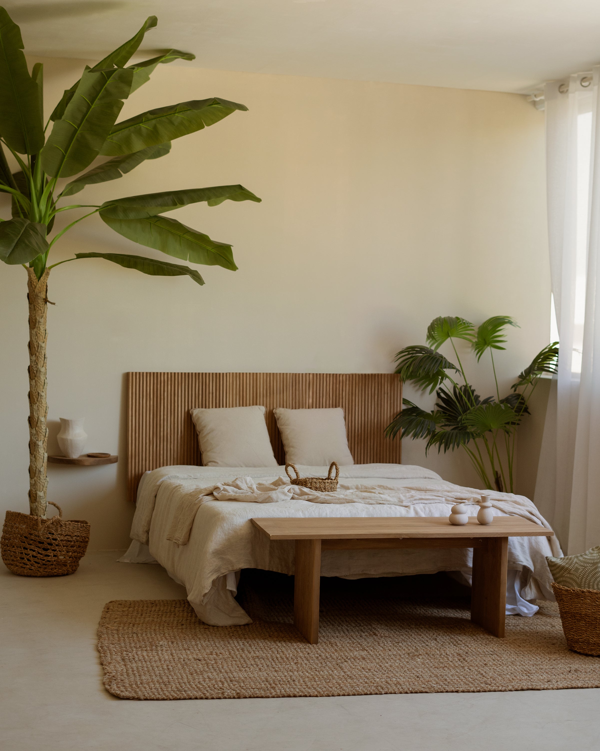 BALI - Tête de lit en bois massif dans le ton chêne foncé 120x60cm - DECOWOOD - 4