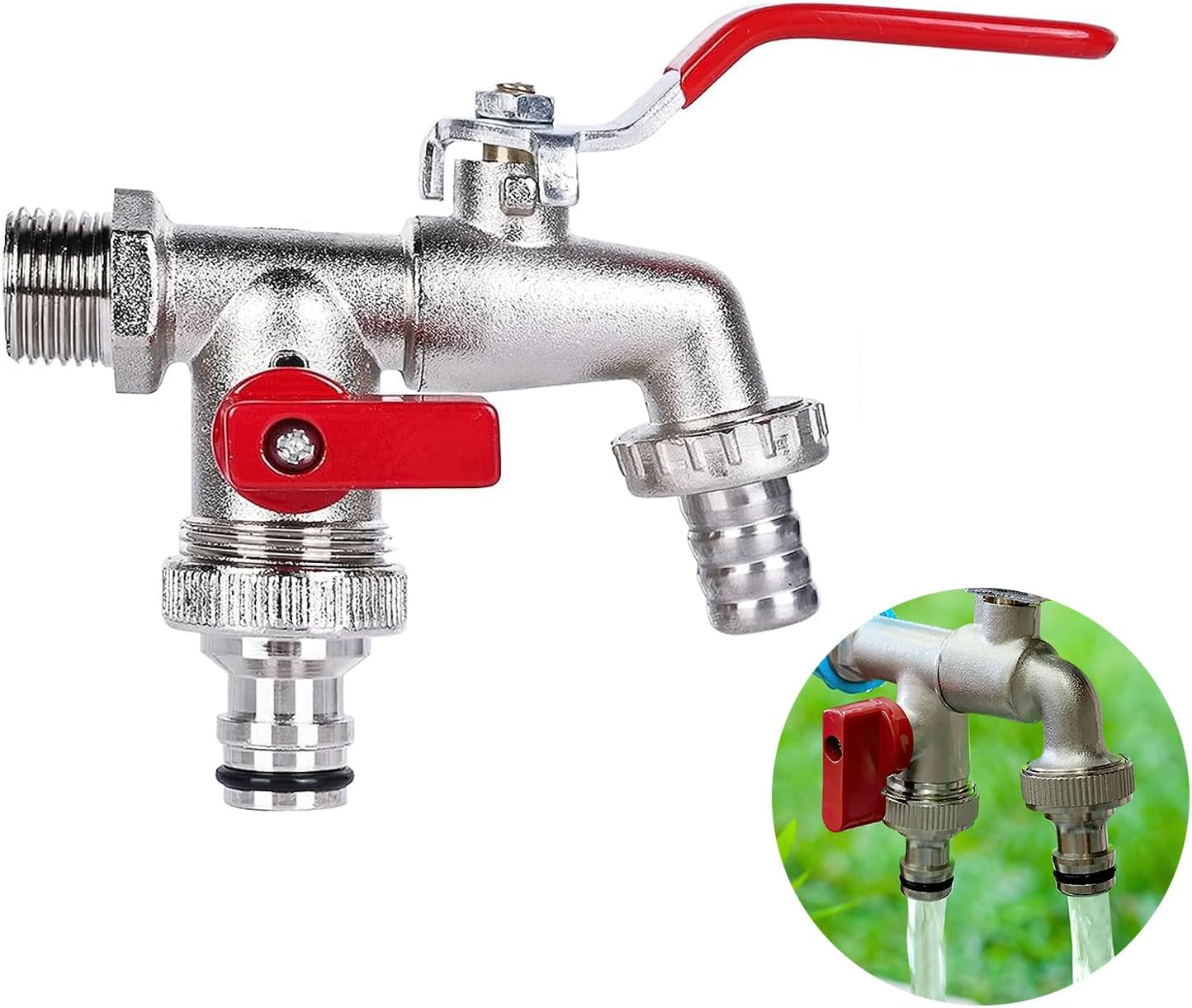 Rubinetto da Giardino da 1/2 Pollice, Rubinetto Doppio Antigelo in Ottone, Raccordi per Irrigazione da Giardino Adatti per Annaffiare, Lavatrice | Leroy Merlin