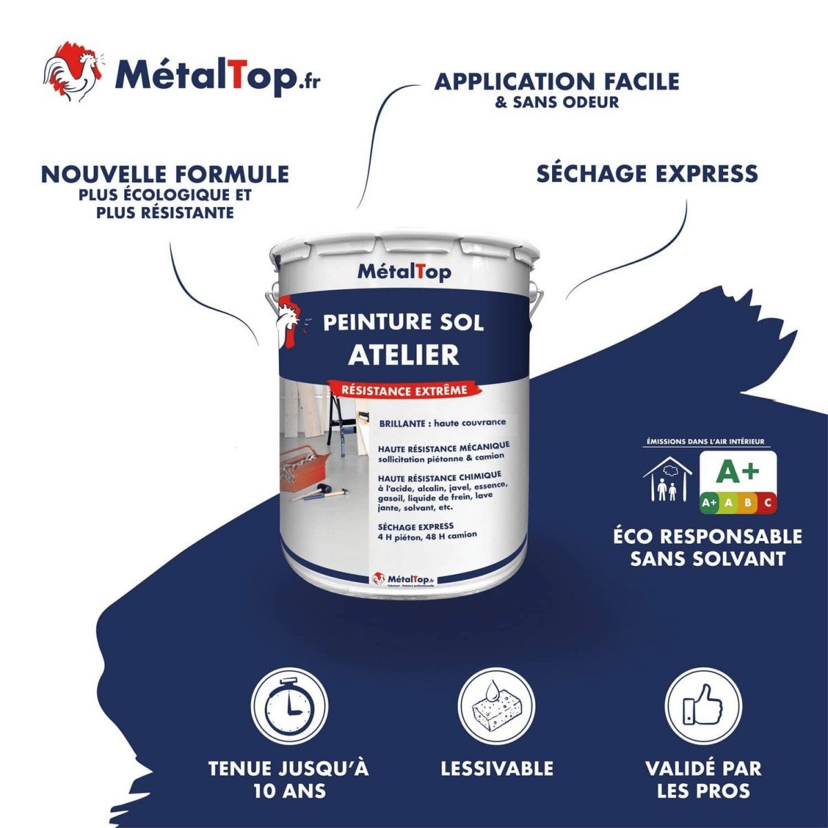 Peinture Sol Atelier - Brun orangé - RAL 8023 - 5 L - Métaltop - 3