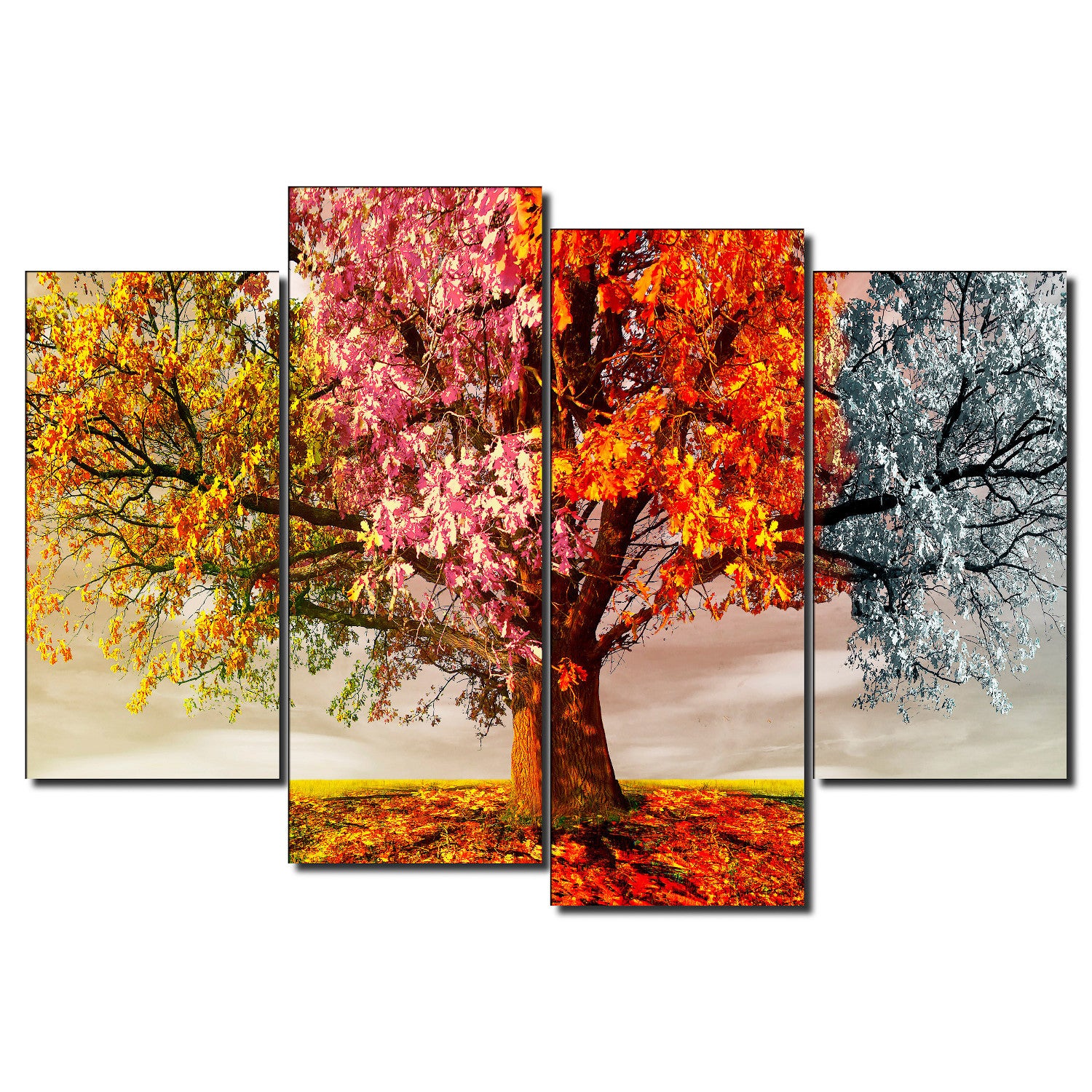 DekoArte - Impression Sur Toile Moderne | Décoration Pour Le Salon Ou Chambre | Paysage Arbres Quatre Saisons | 120x85cm - 2