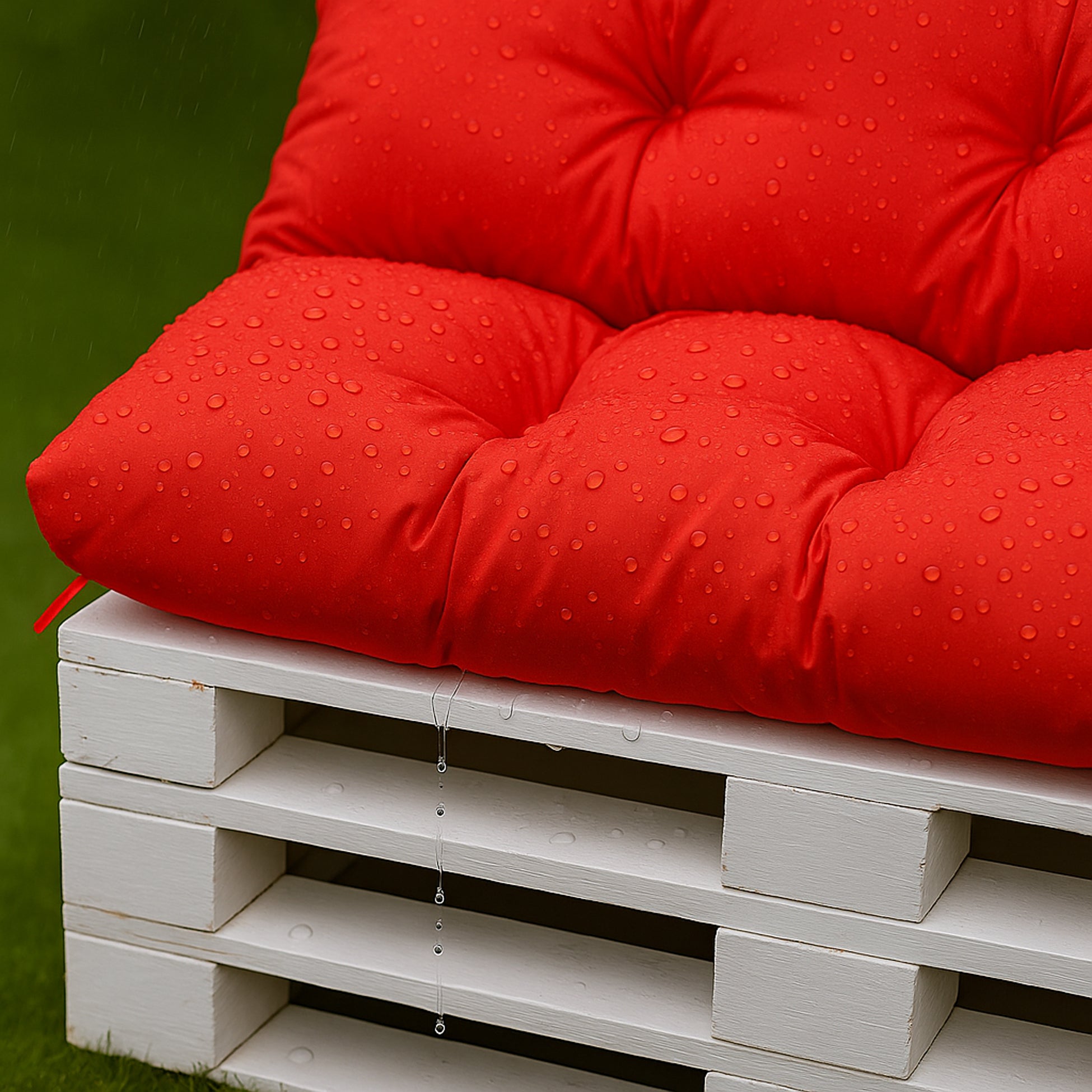 Set coussins pour palettes 120x80 avec dossier 120x40 rouge – coussins canapé extérieur, matelas palette jardin confort imperméable - 6